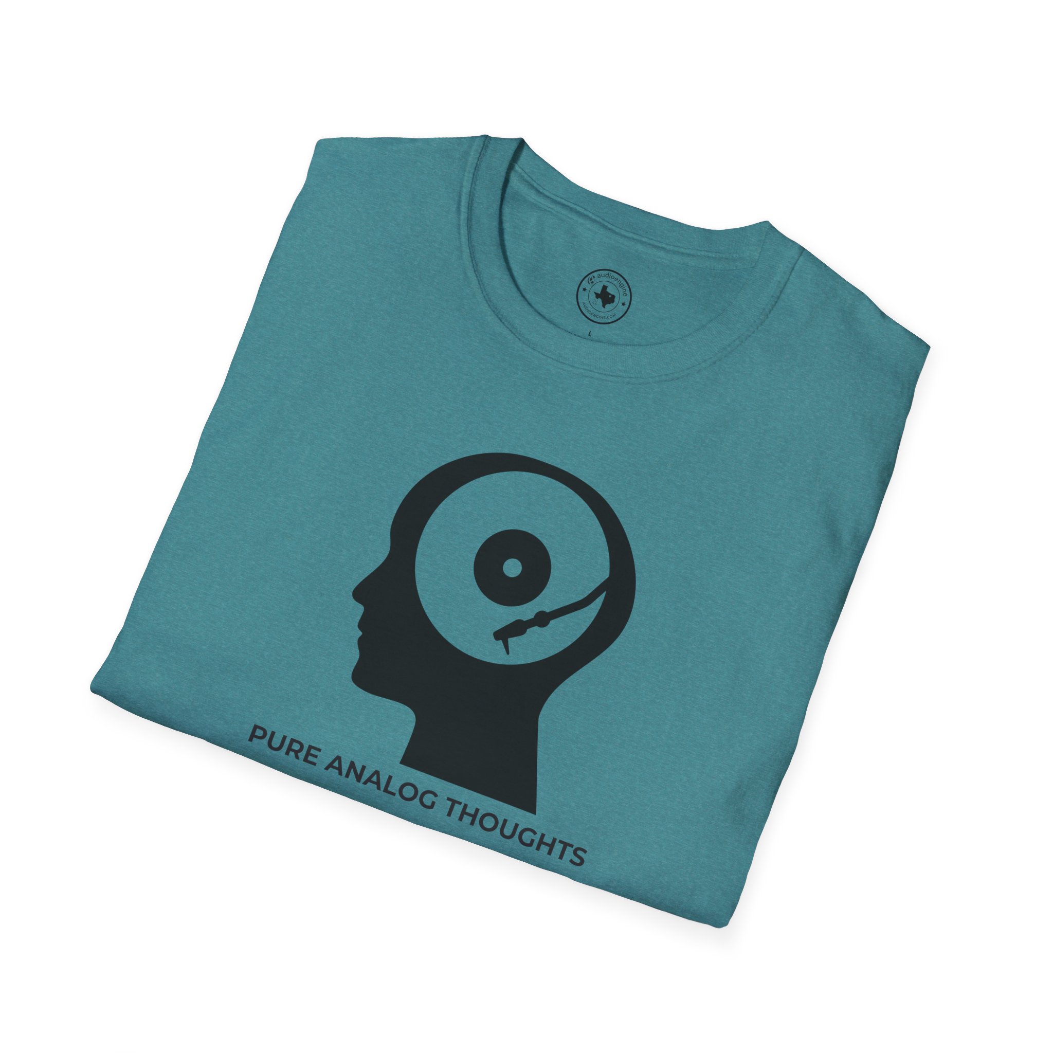 Analog Thoughts T-Shirt — 'Pure Analog Thoughts' Record Head Graphic Tee - Image 4