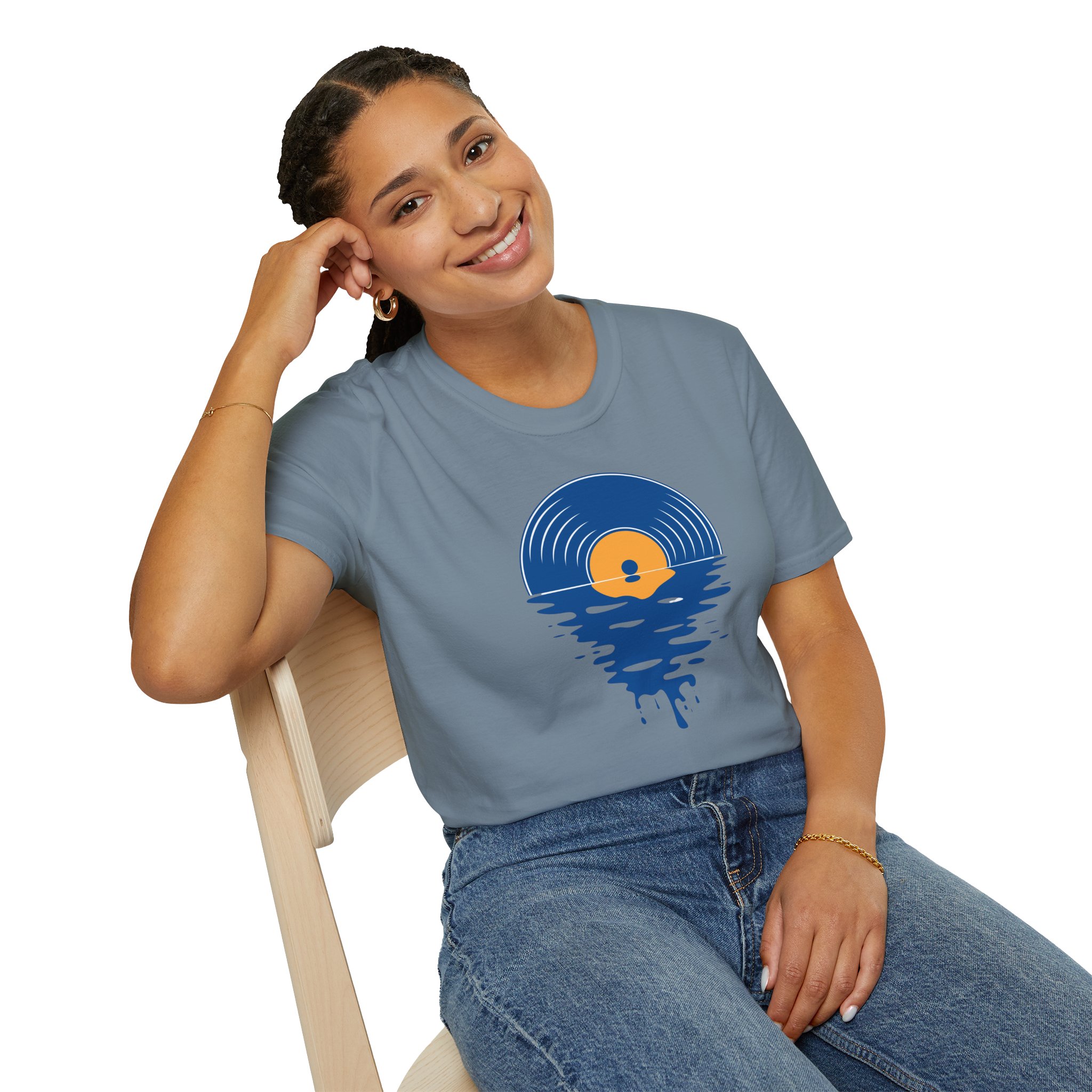 Sunset Vinyl Record T‑Shirt — Retro Music Lake Graphic Tee - Image 210