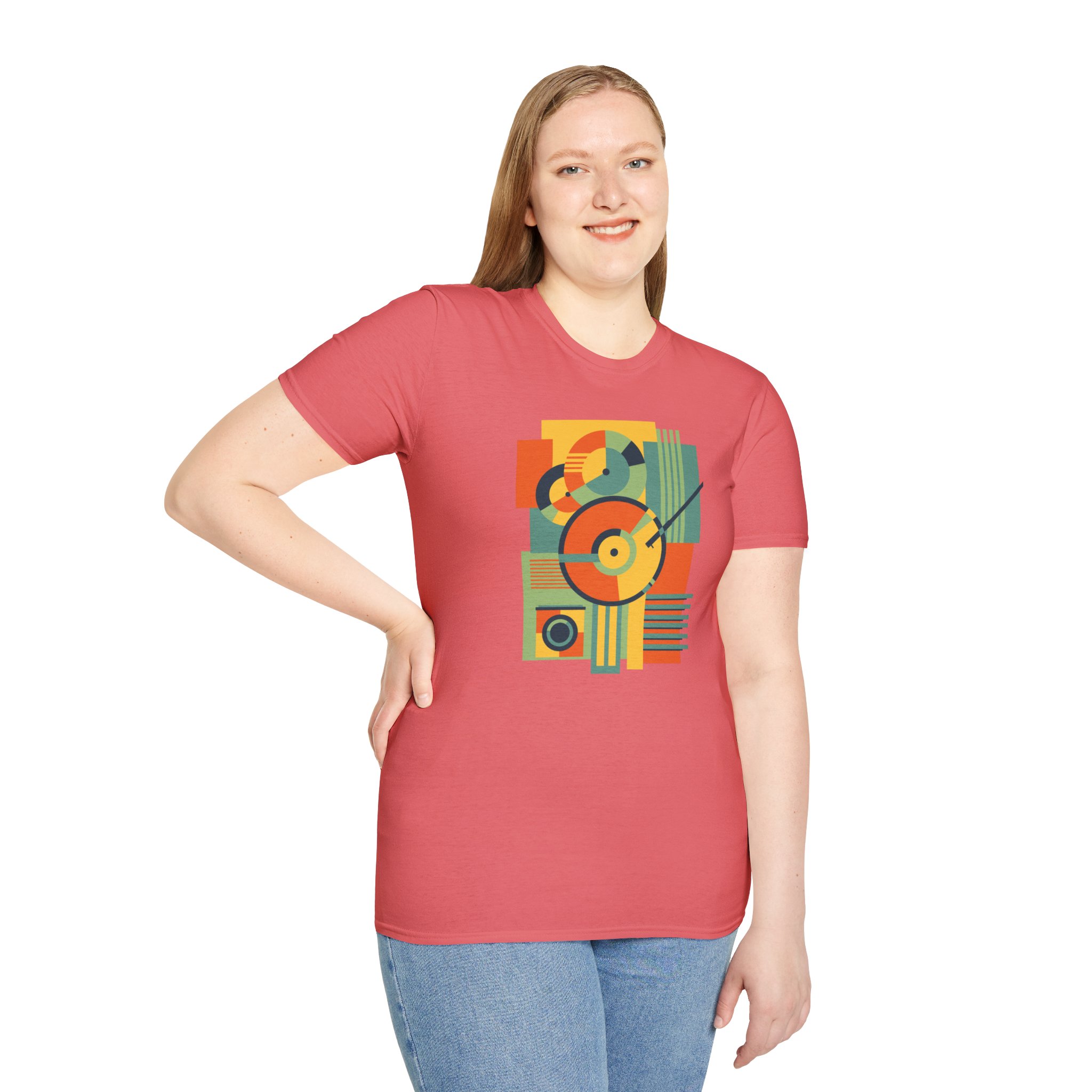 Retro Geometric Vinyl Record T-Shirt - Image 29