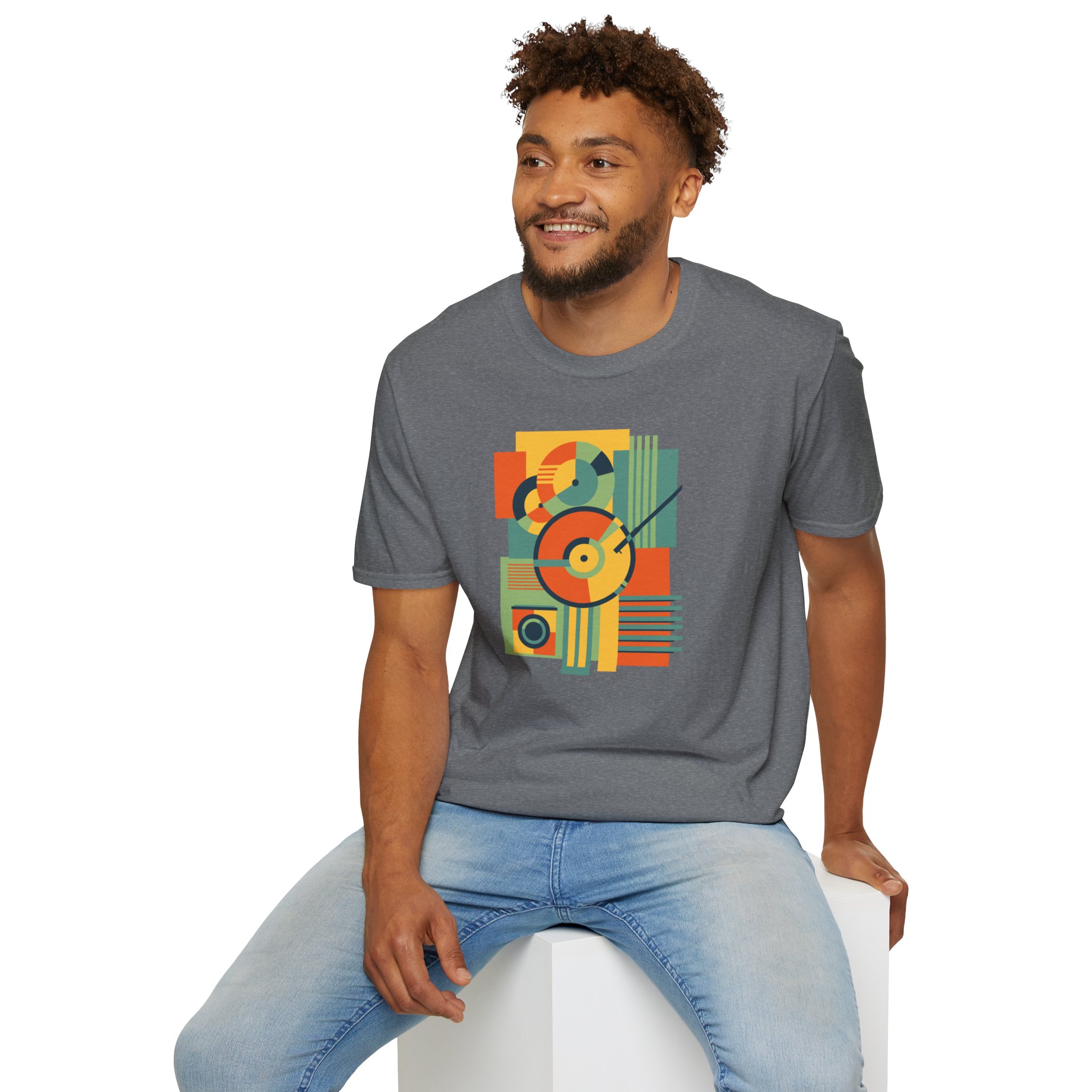 Retro Geometric Vinyl Record T-Shirt — Vintage Music Graphic Tee - Image 69