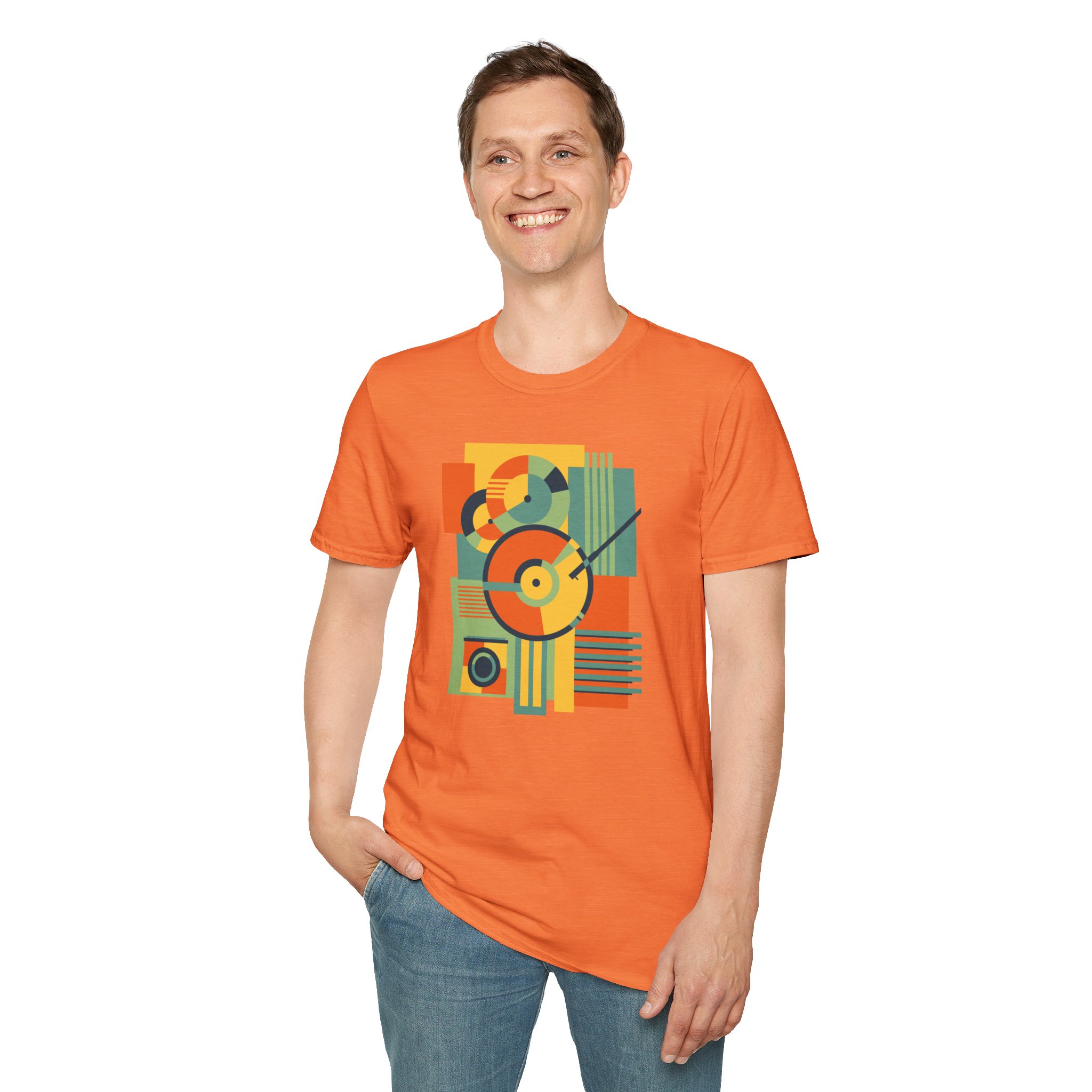 Retro Geometric Vinyl Record T-Shirt - Image 22