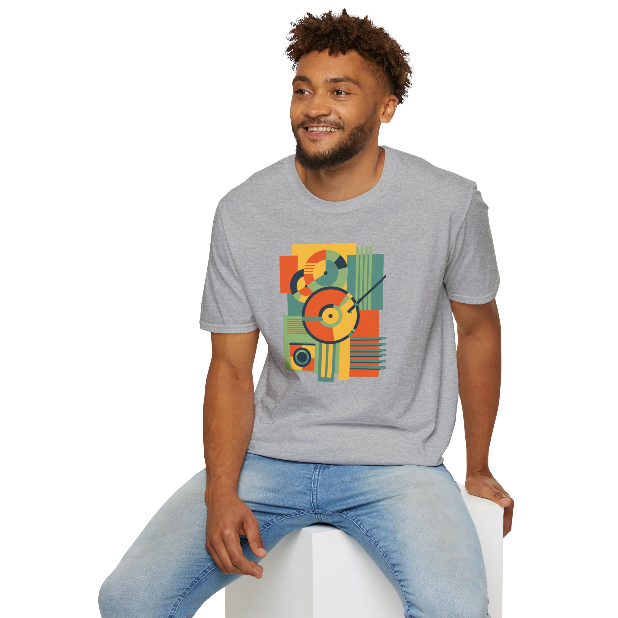 Retro Geometric Vinyl Record T-Shirt — Vintage Music Graphic Tee - Image 49
