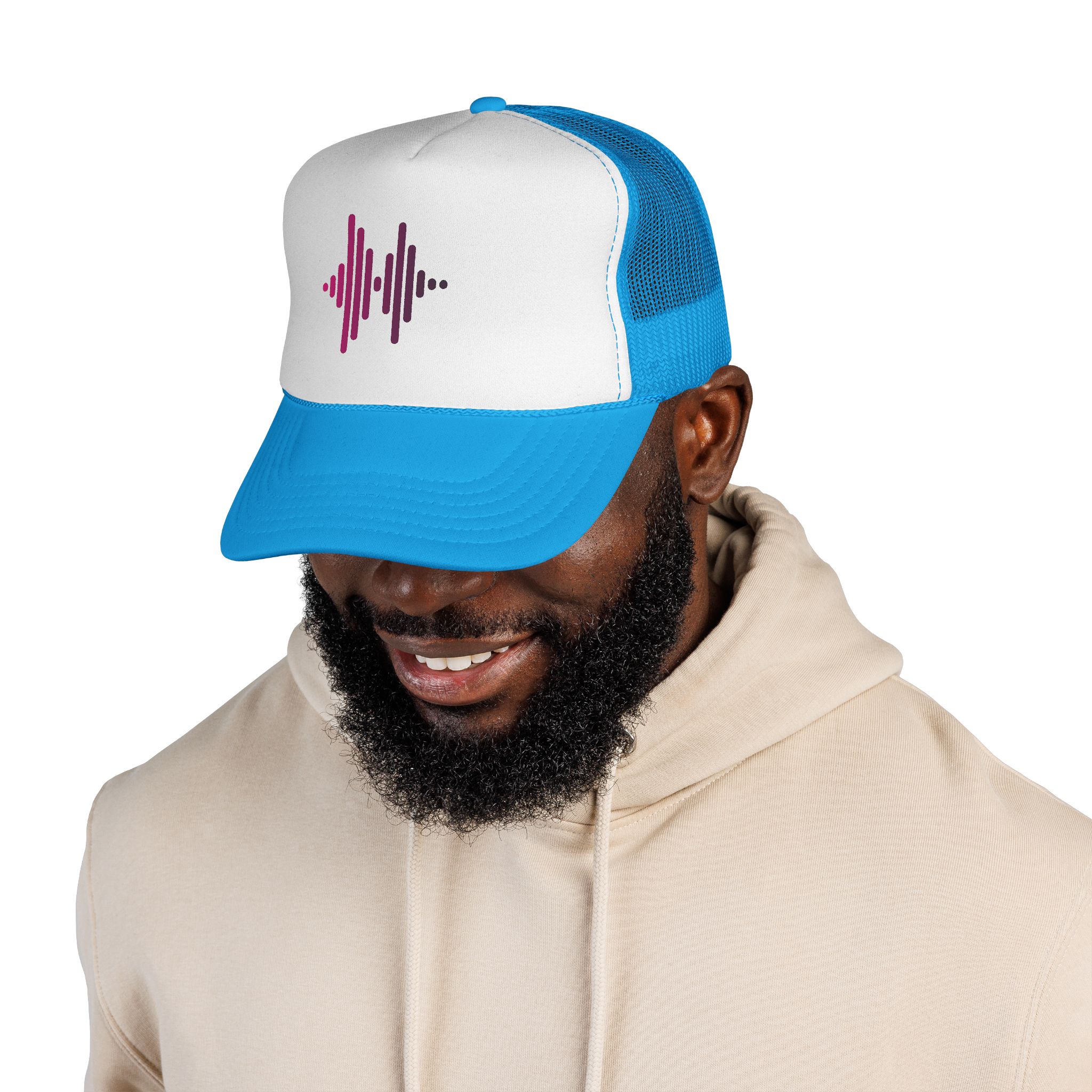 Soundwave Trucker Cap — Pink Gradient Audio Logo Mesh Hat - Image 15