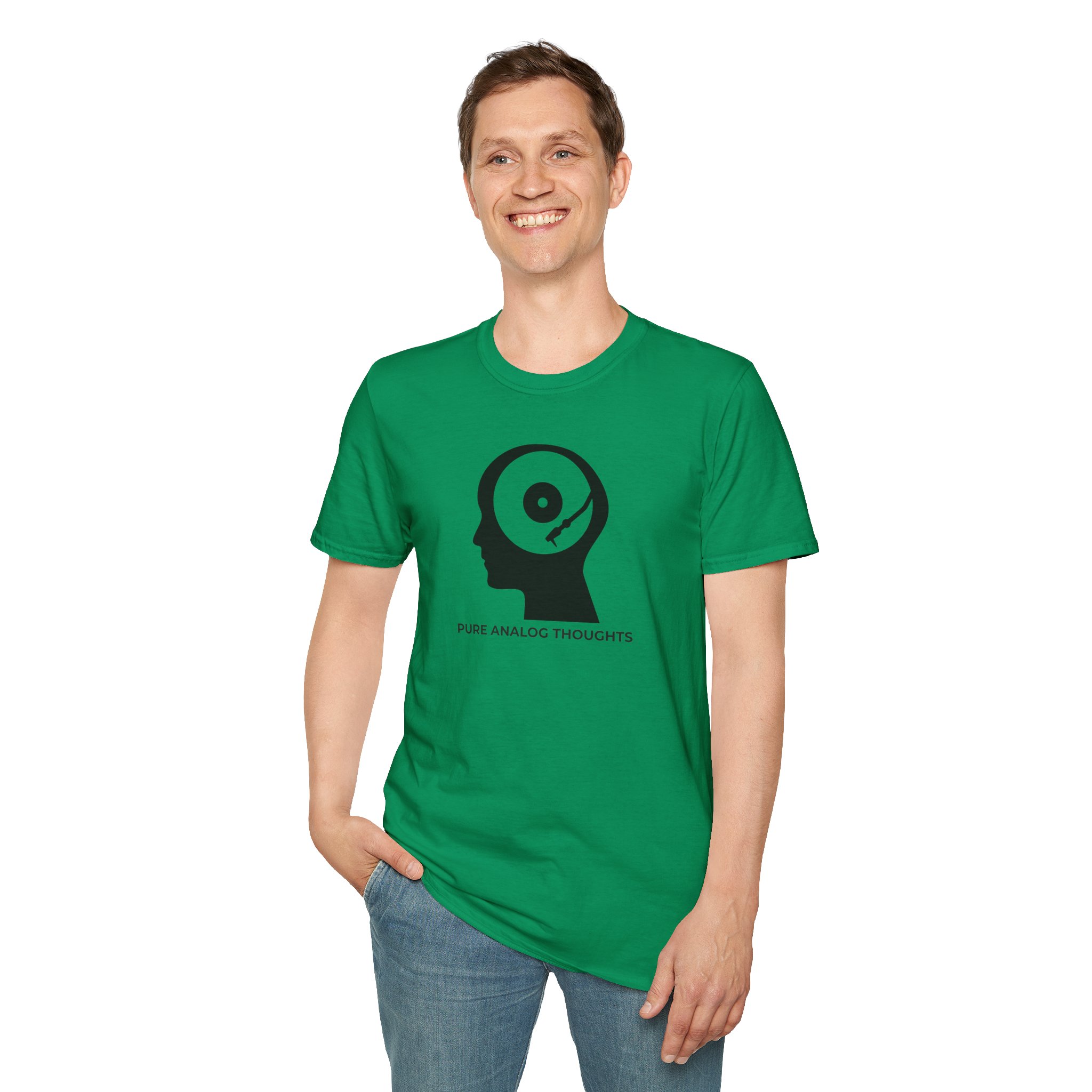 Analog Thoughts T-Shirt — 'Pure Analog Thoughts' Record Head Graphic Tee - Image 86