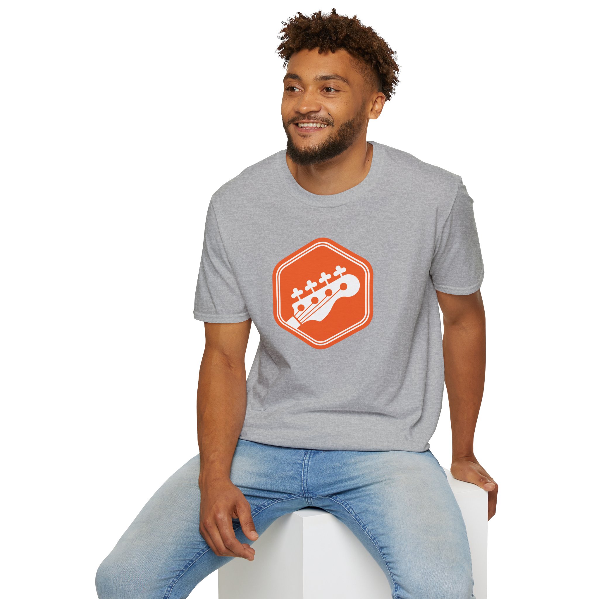 Orange Bass Guitar Badge T-Shirt — Retro Musician Tee for Bass Players - Image 34