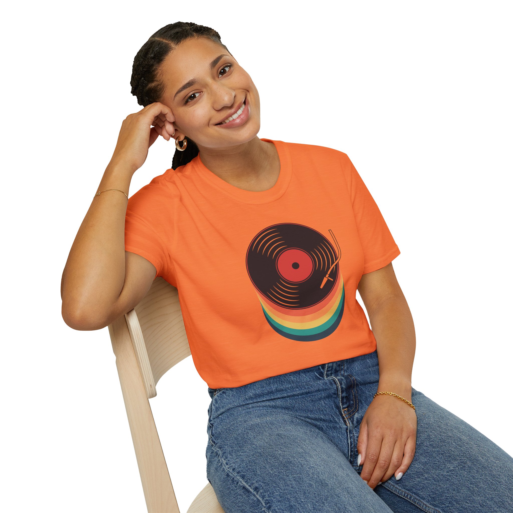 Retro Vinyl Record T-Shirt — Rainbow Stack Turntable Tee - Image 28