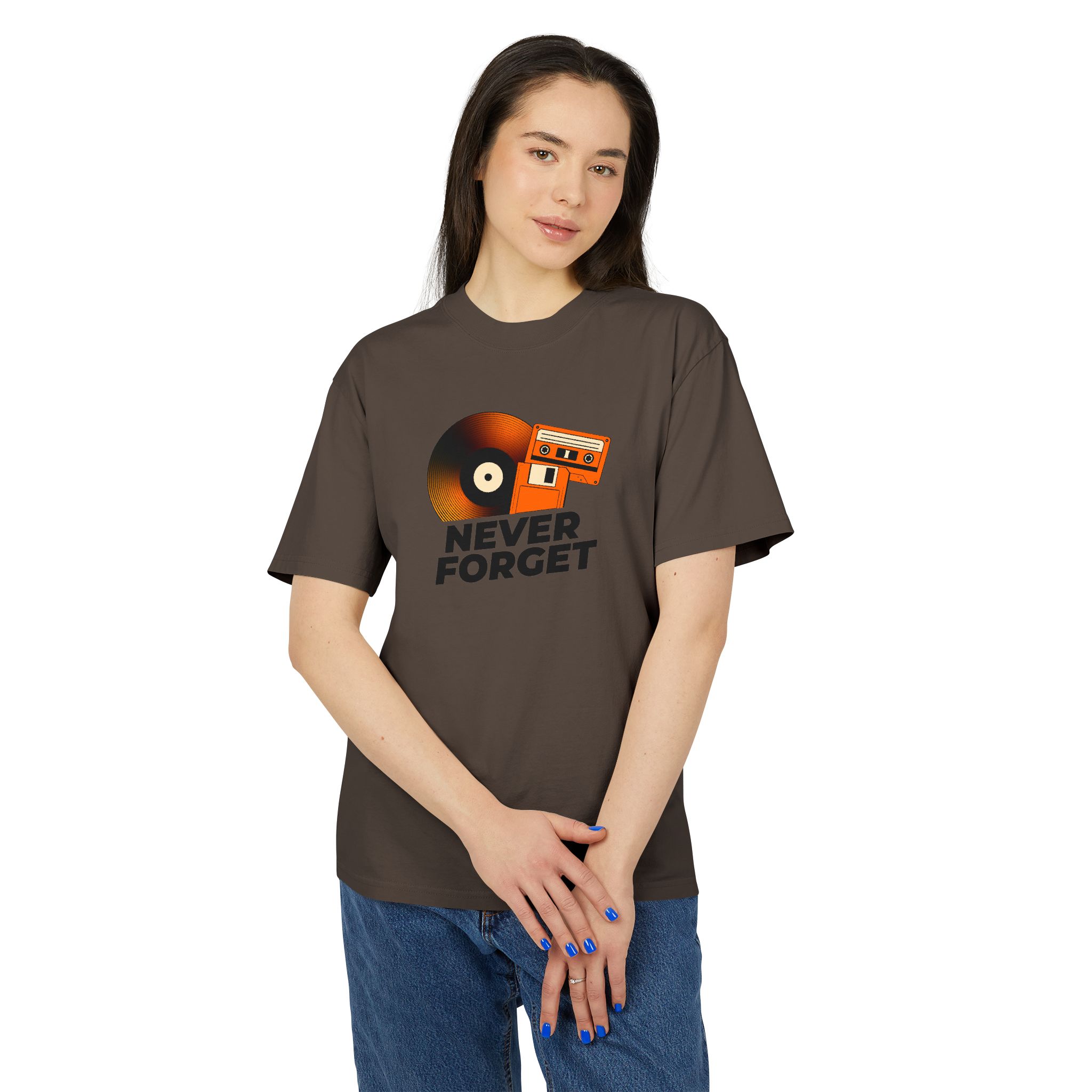 Retro Music Theme Unisex Heavy Faded Tee - 'Never Forget' - Image 3