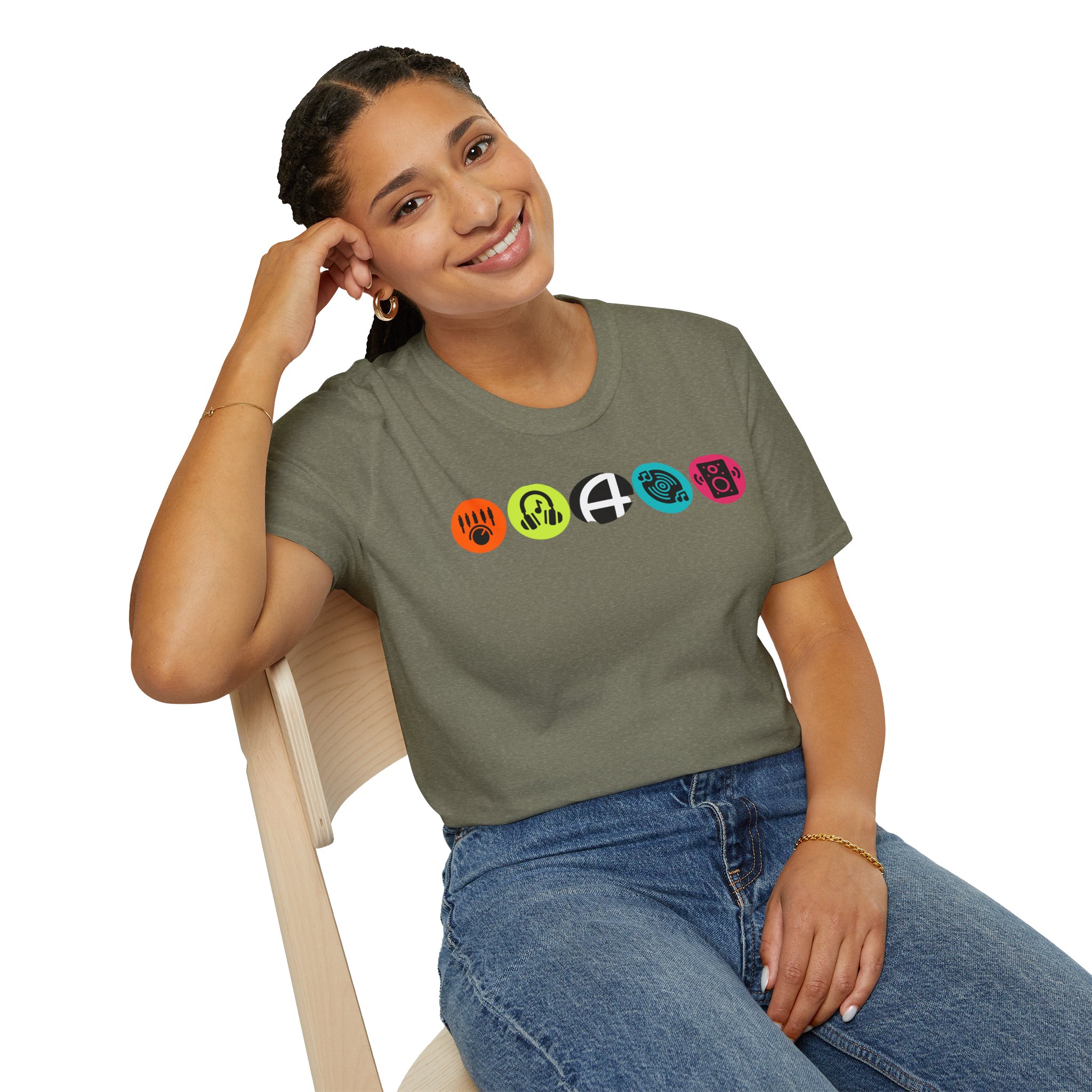 Music Icon Row T-Shirt — Colorful Band Equipment Graphic Tee - Image 61