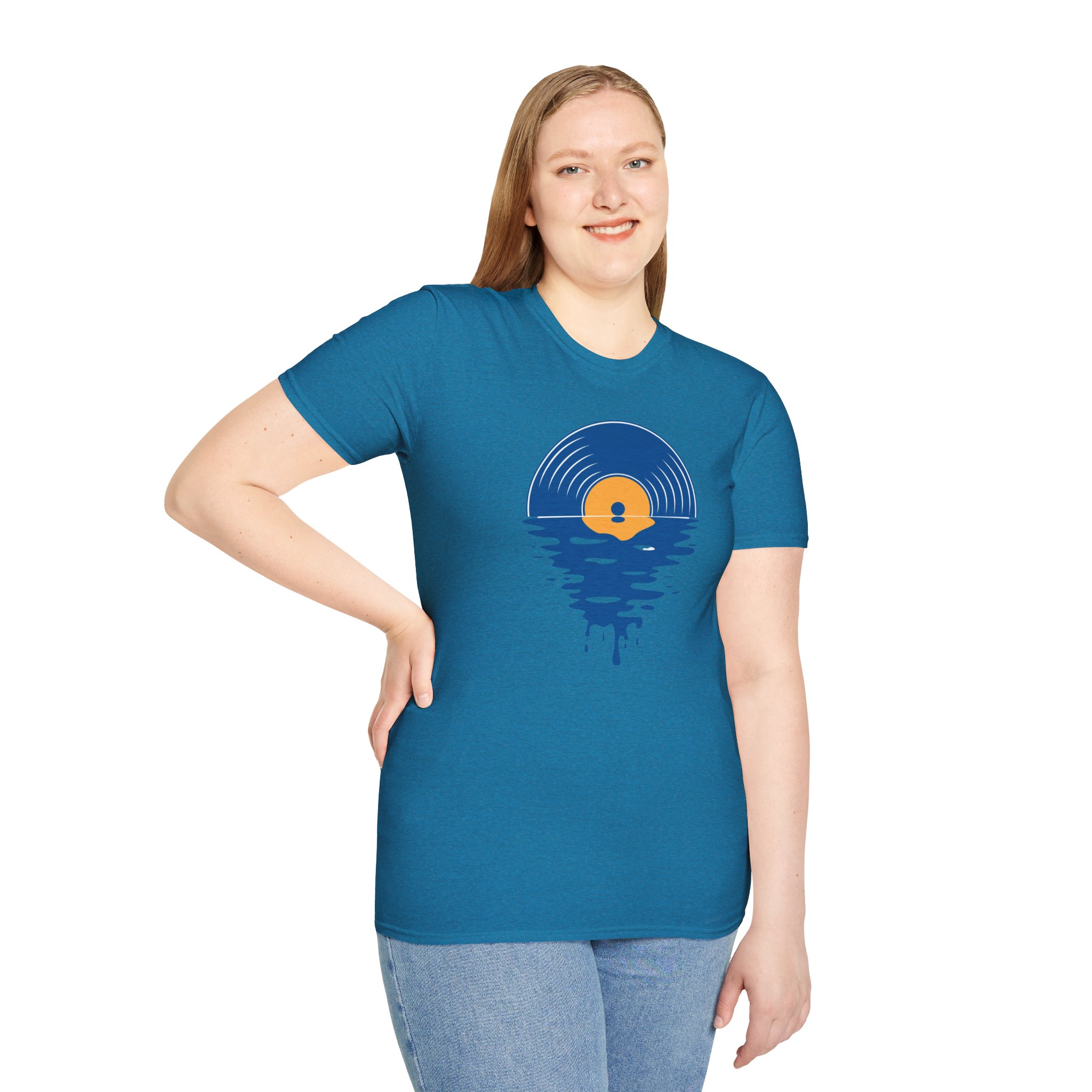 Sunset Vinyl Record T‑Shirt — Retro Music Lake Graphic Tee - Image 229