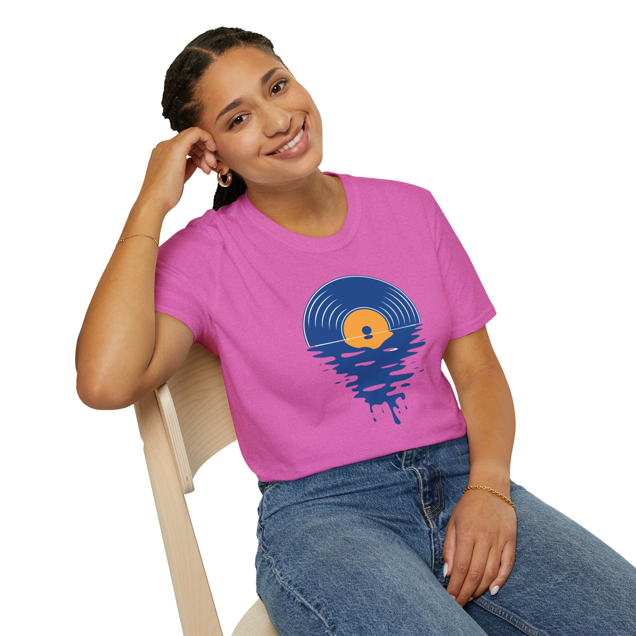 Sunset Vinyl Record T‑Shirt — Retro Music Lake Graphic Tee - Image 243