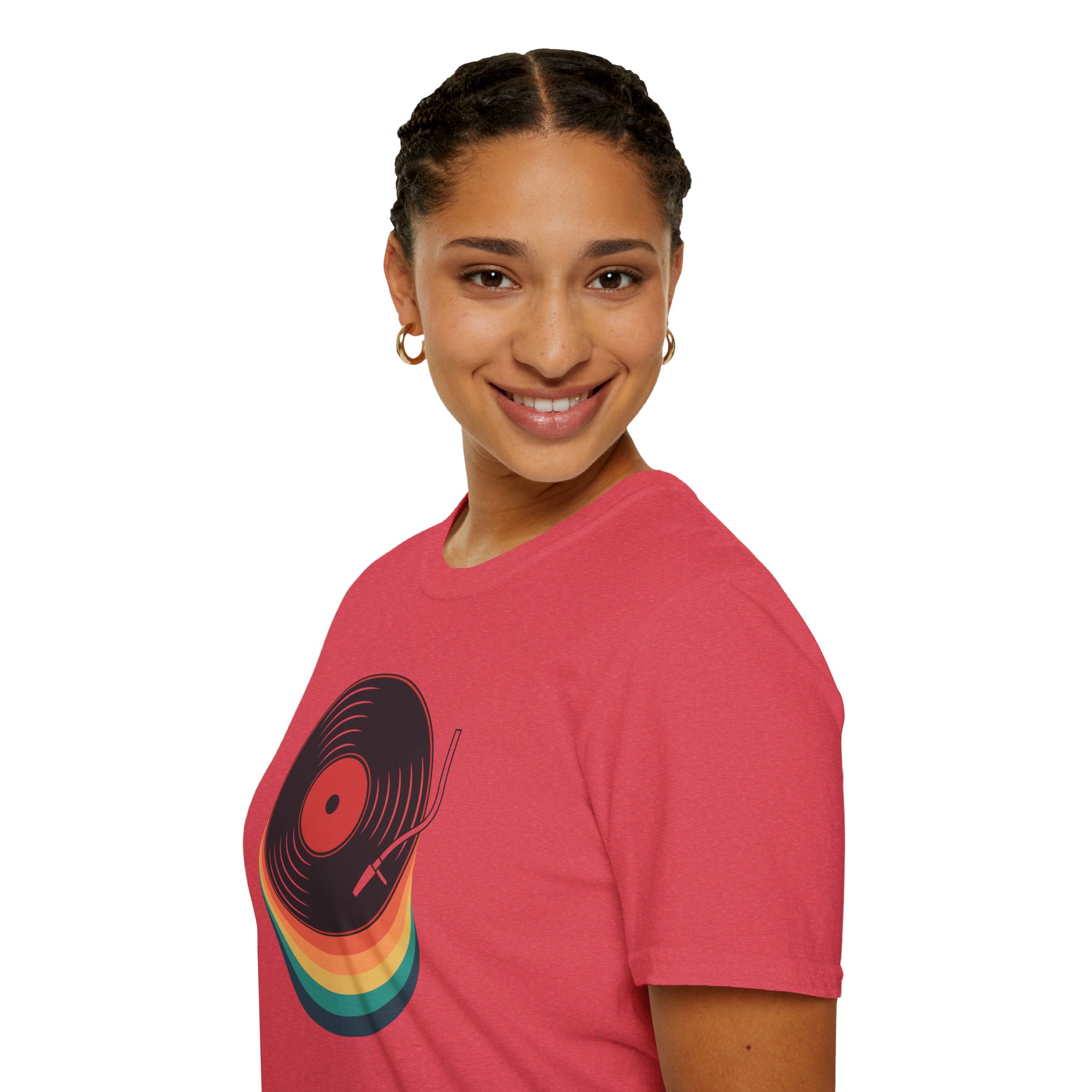 Retro Vinyl Record T-Shirt — Rainbow Stack Turntable Tee - Image 150