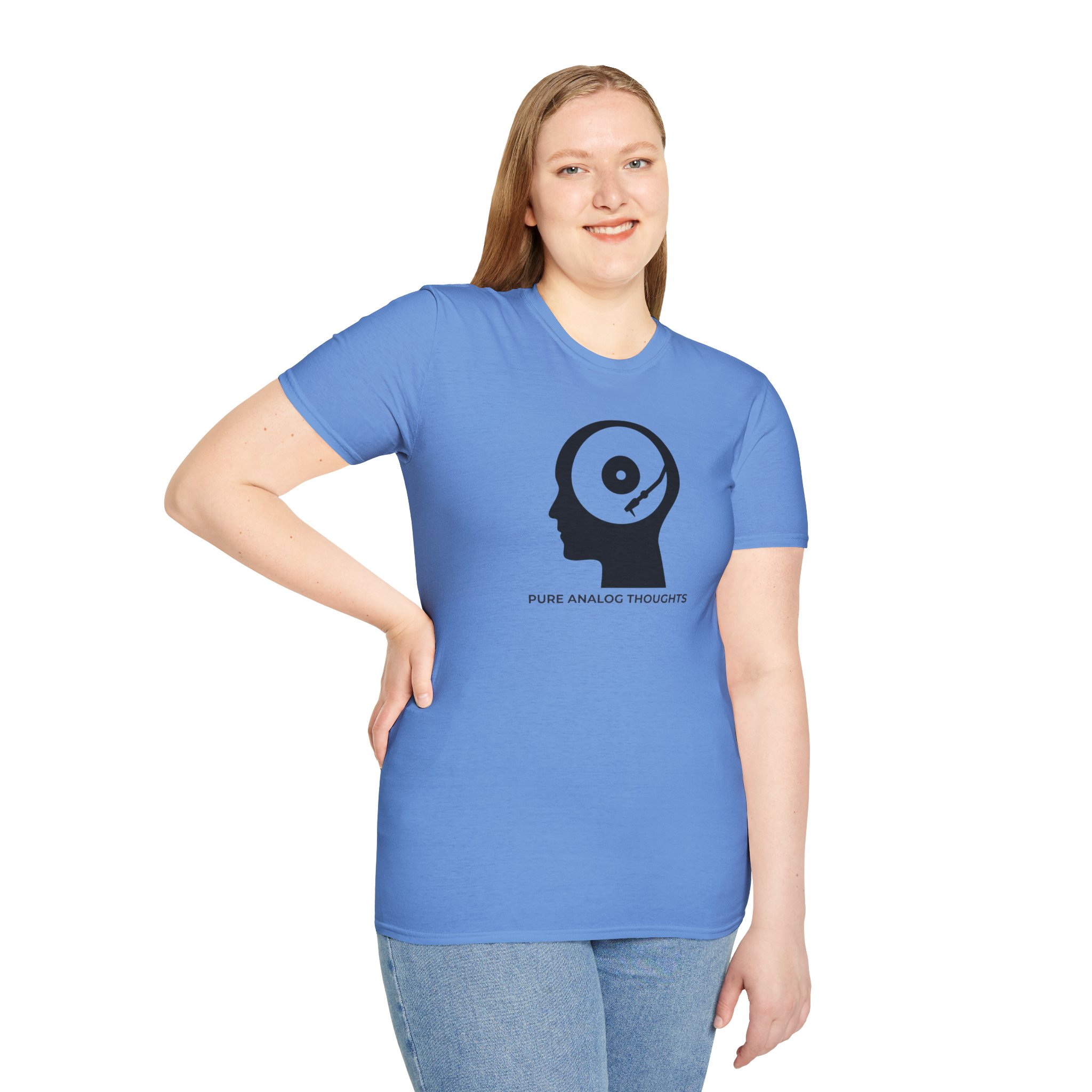 Analog Thoughts T-Shirt — 'Pure Analog Thoughts' Record Head Graphic Tee - Image 93