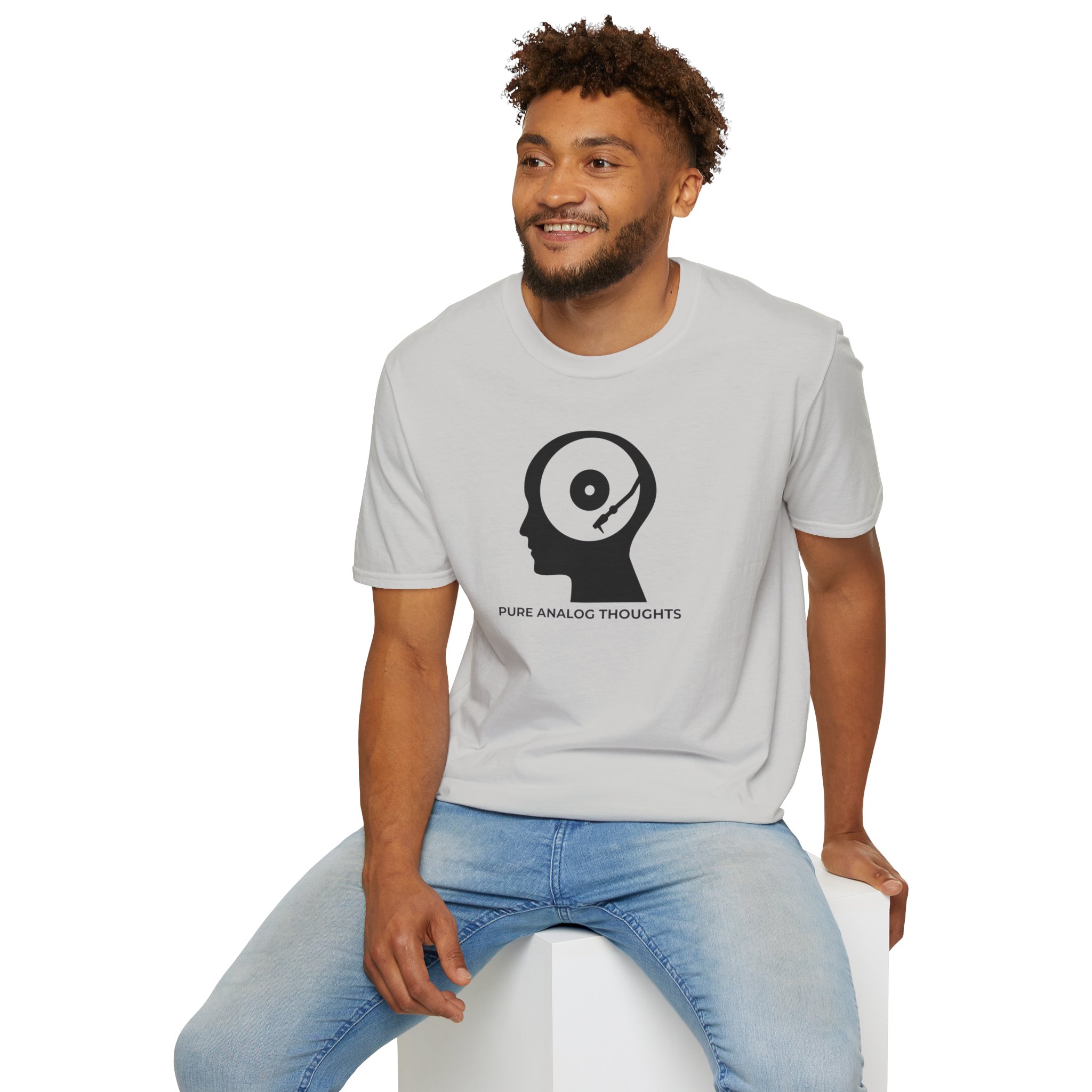 Analog Thoughts T-Shirt — 'Pure Analog Thoughts' Record Head Graphic Tee - Image 40