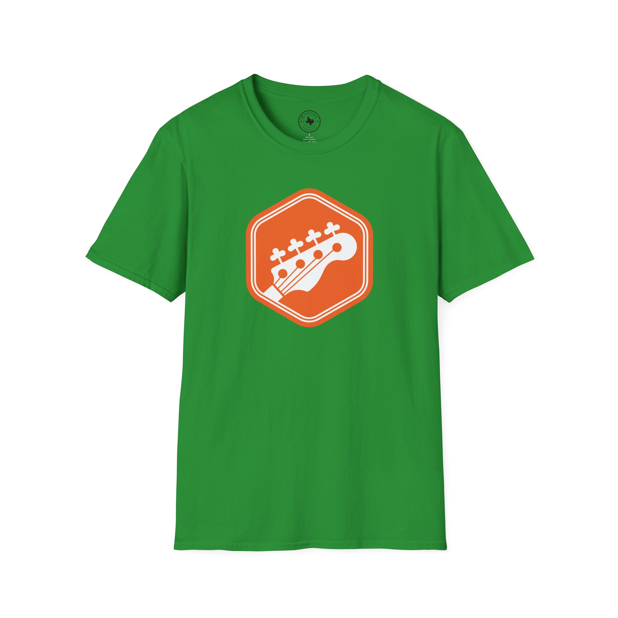 Orange Bass Guitar Badge T-Shirt — Retro Musician Tee for Bass Players - Image 64