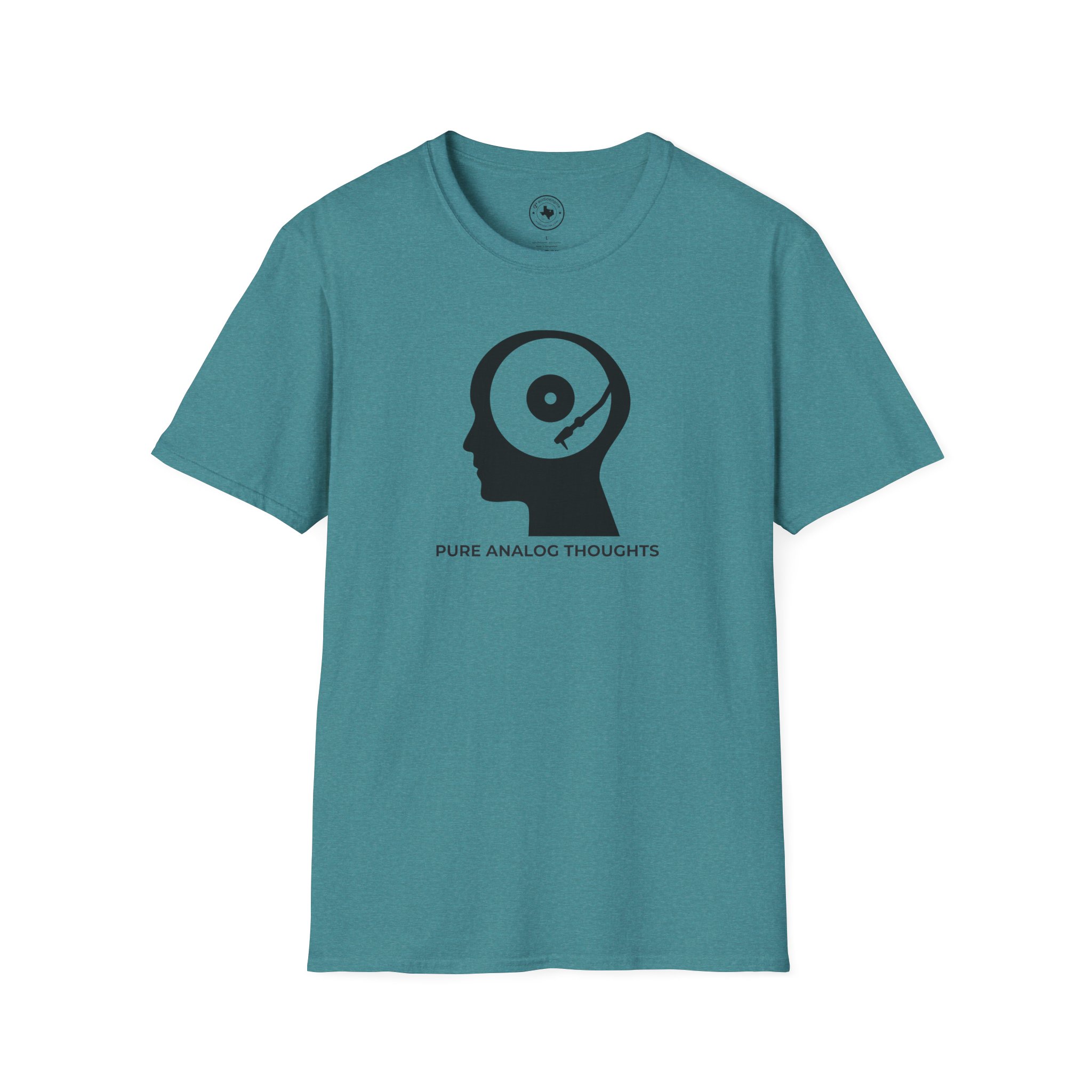 Analog Thoughts T-Shirt — 'Pure Analog Thoughts' Record Head Graphic Tee - Image 1
