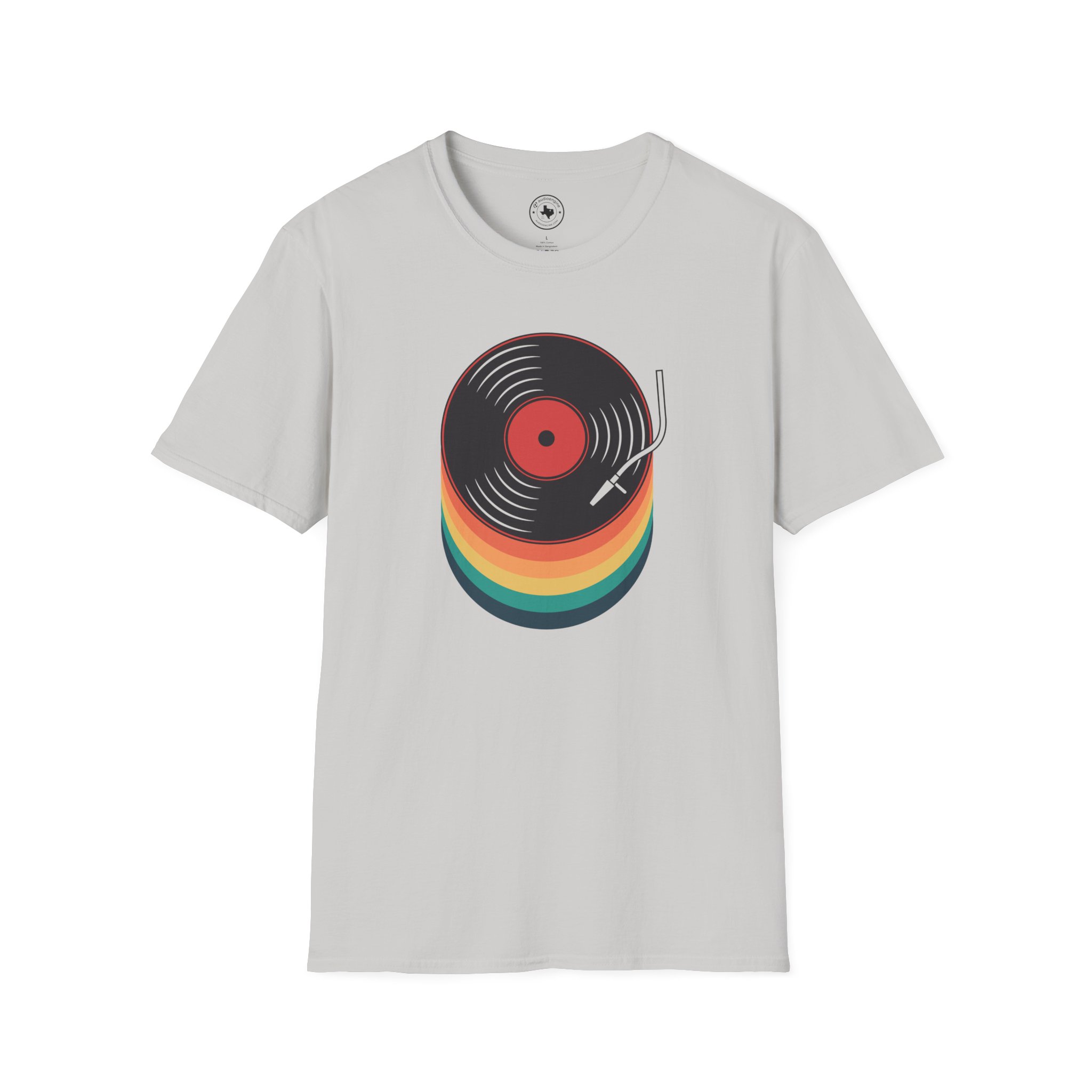 Retro Vinyl Record T-Shirt — Rainbow Stack Turntable Tee - Image 41