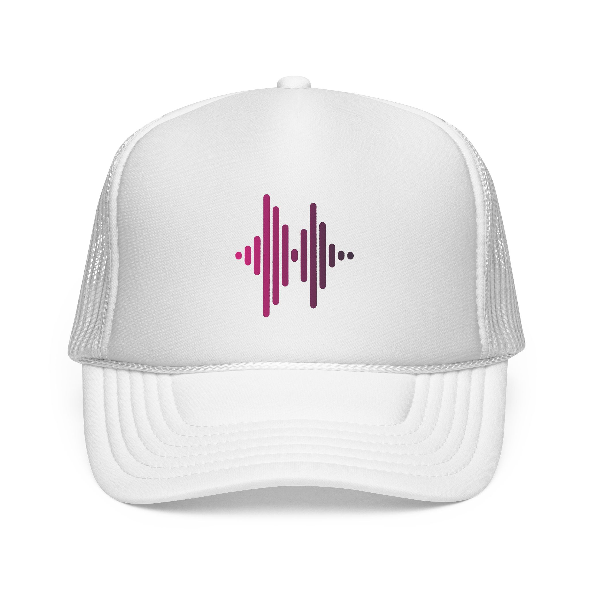 Soundwave Trucker Cap — Pink Gradient Audio Logo Mesh Hat - Image 1