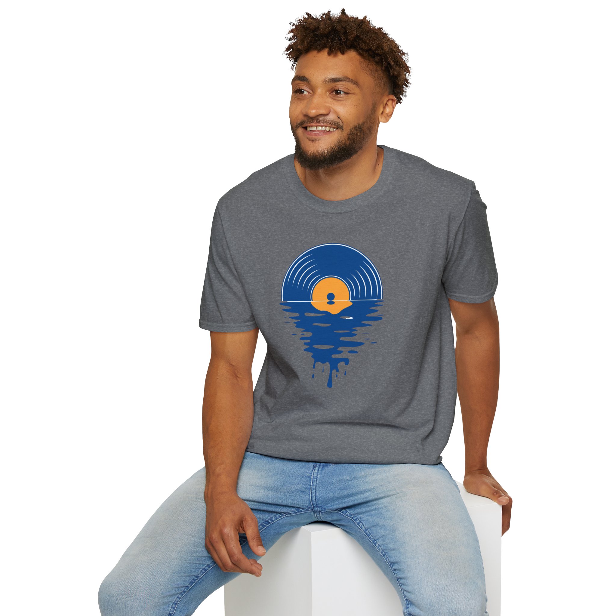 Sunset Vinyl Record T‑Shirt — Retro Music Lake Graphic Tee - Image 201