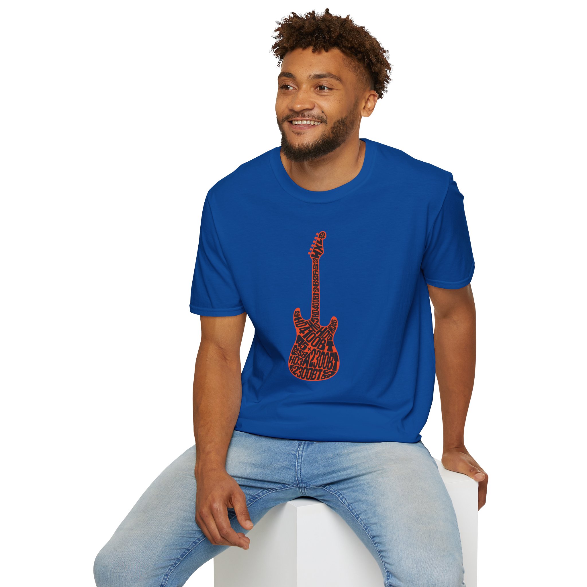 Electric Guitar Graphic T-Shirt — Red Psychedelic Music Tee - Image 107