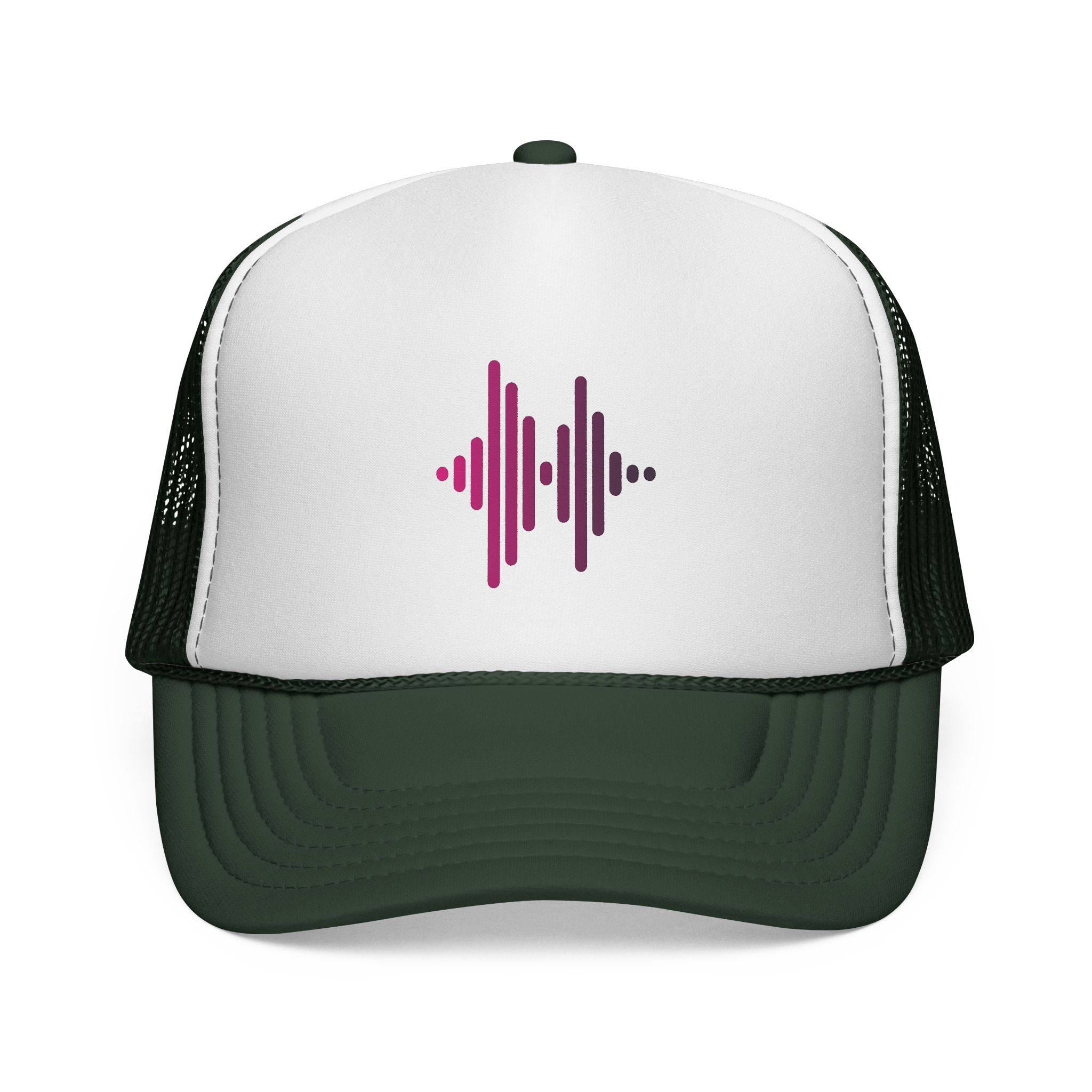 Soundwave Trucker Cap — Pink Gradient Audio Logo Mesh Hat - Image 1
