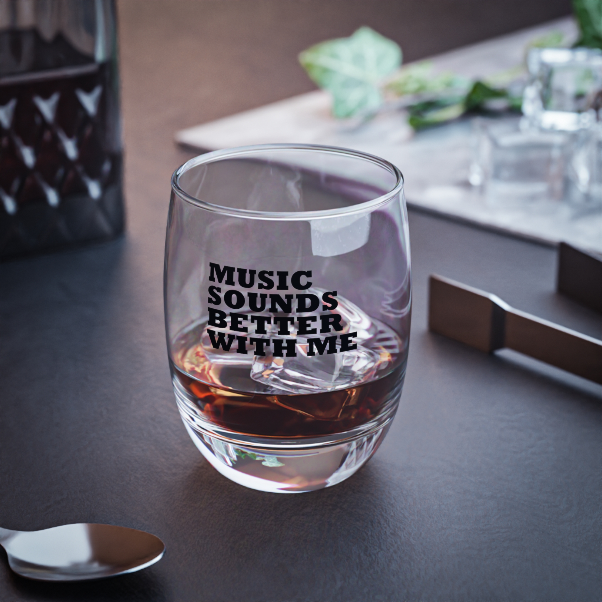 Whiskey Glass - "Music Sounds Better With Me" Engraved Music Lover Tumbler - Image 6