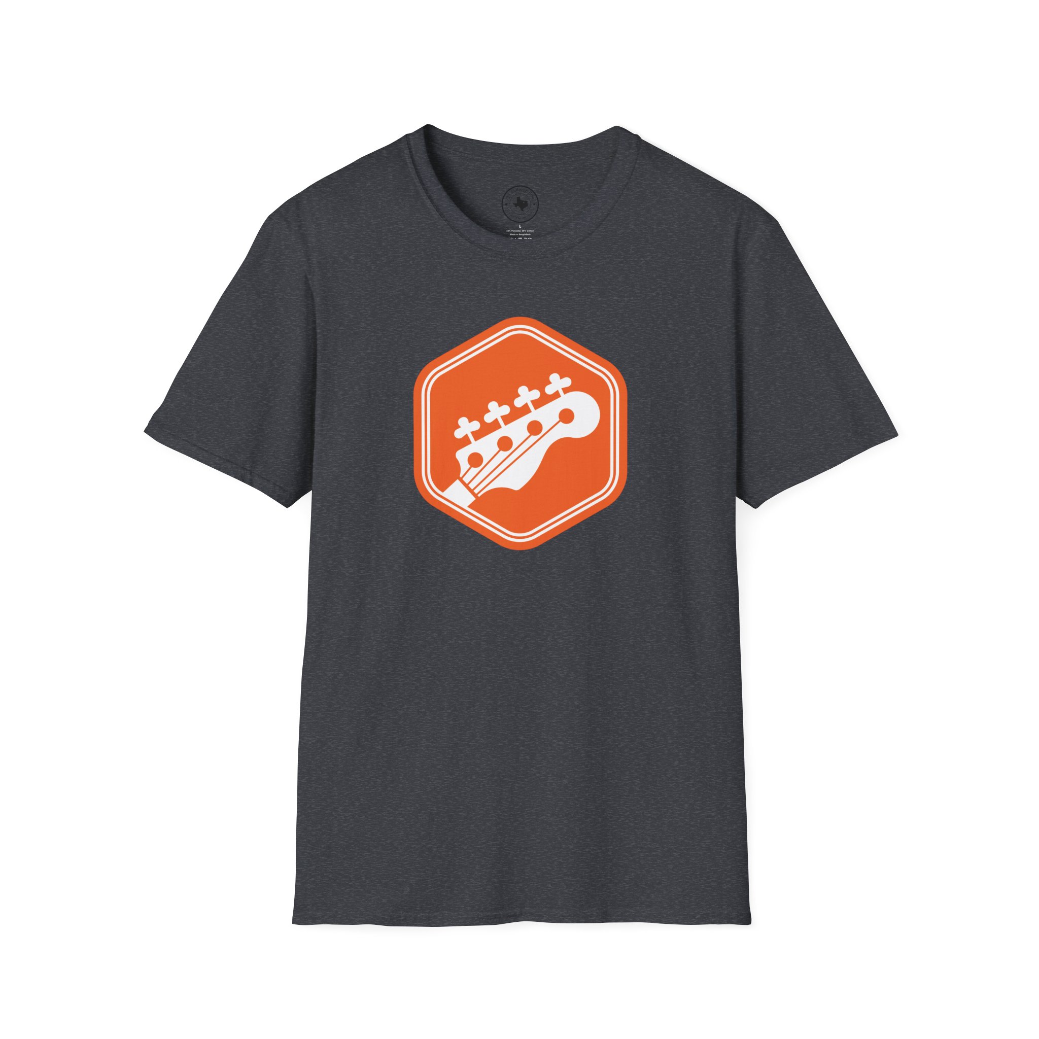 Orange Bass Guitar Badge T-Shirt — Retro Musician Tee for Bass Players - Image 82