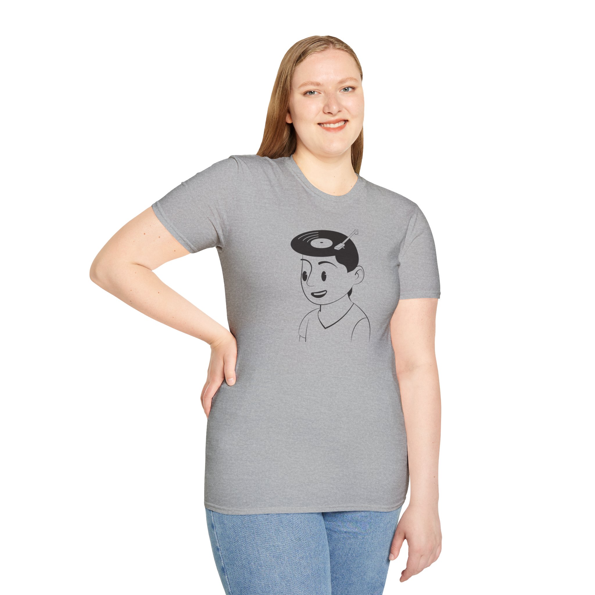 Retro Vinyl Head Illustration T-Shirt - Image 37