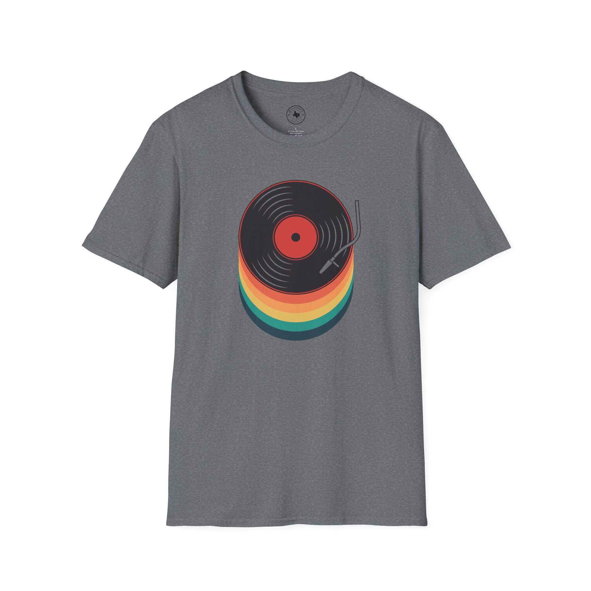 Retro Vinyl Record T-Shirt — Rainbow Stack Turntable Tee - Image 111