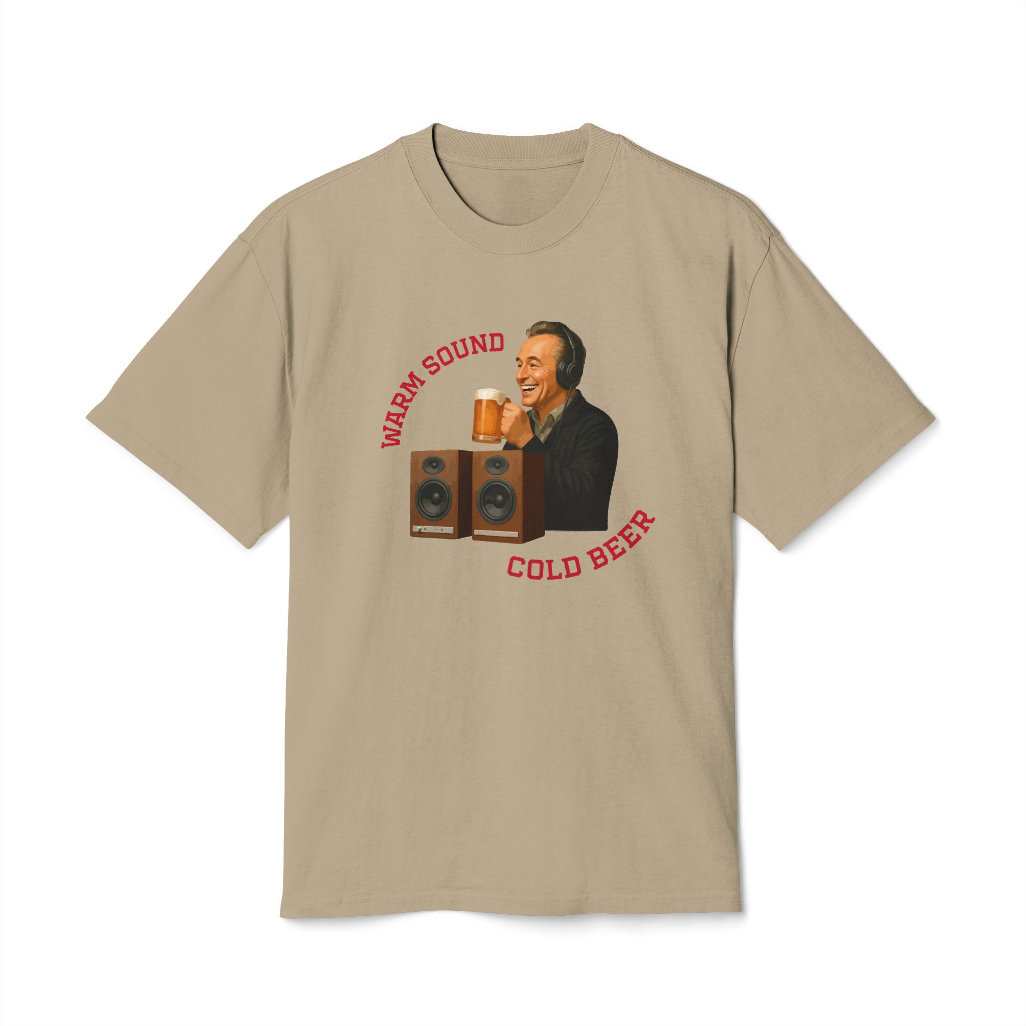 Retro Vibe Unisex Faded Tee - "Warm Sound, Cold Beer" Graphic - Image 1