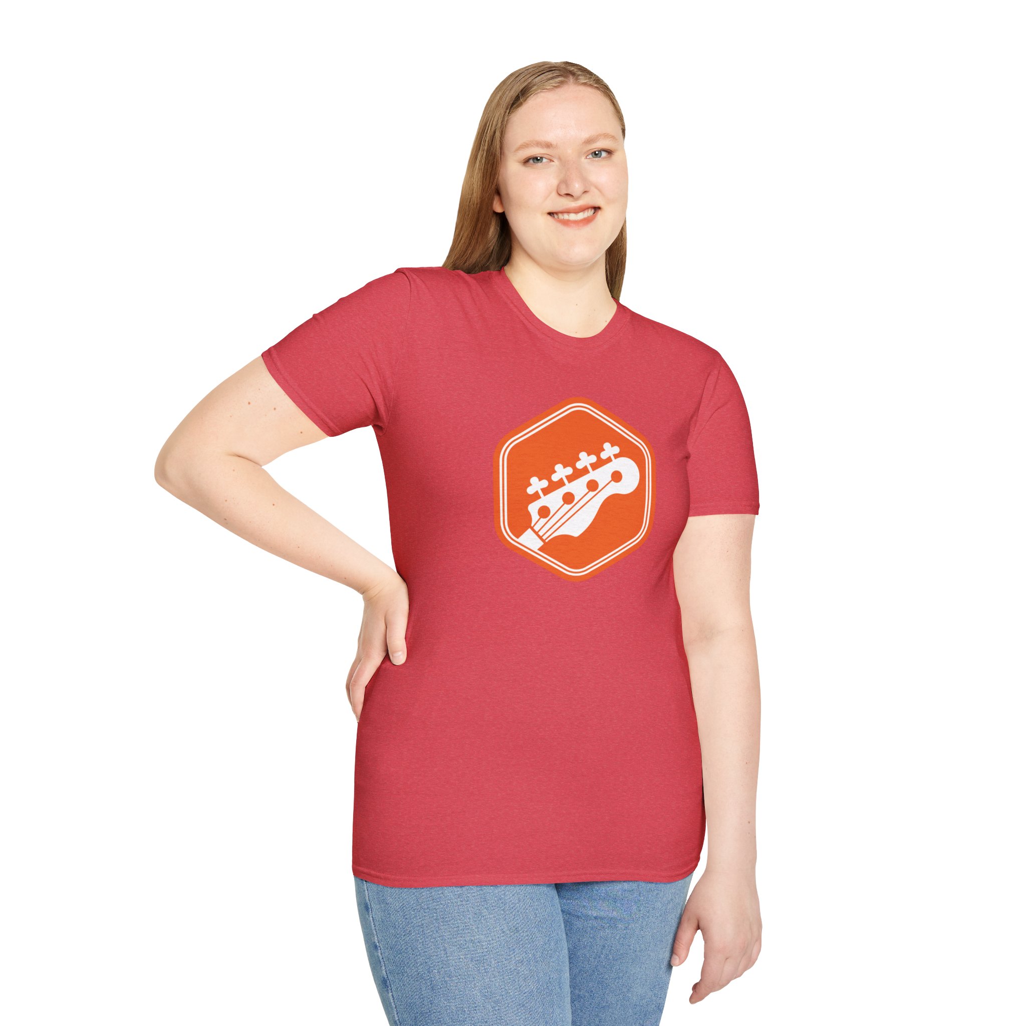 Orange Bass Guitar Badge T-Shirt — Retro Musician Tee for Bass Players - Image 113
