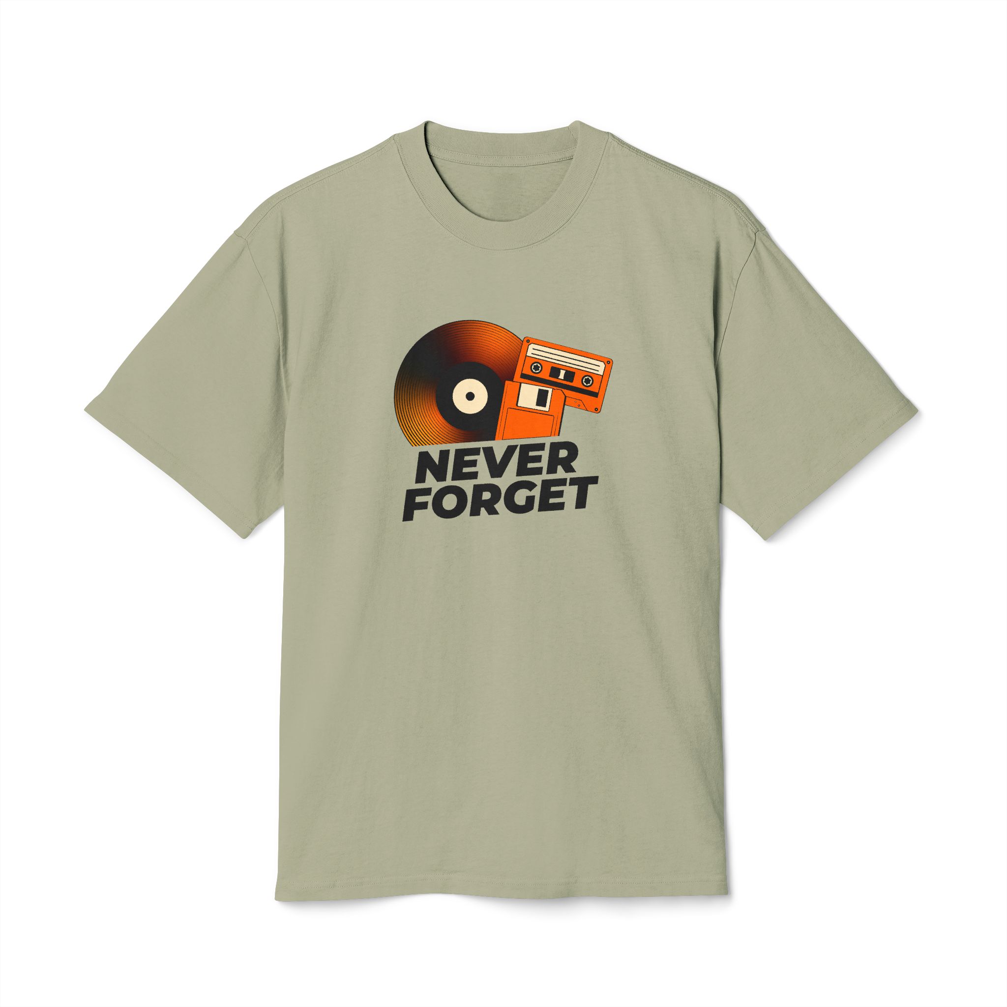 Retro Music Theme Unisex Heavy Faded Tee - 'Never Forget' - Image 17