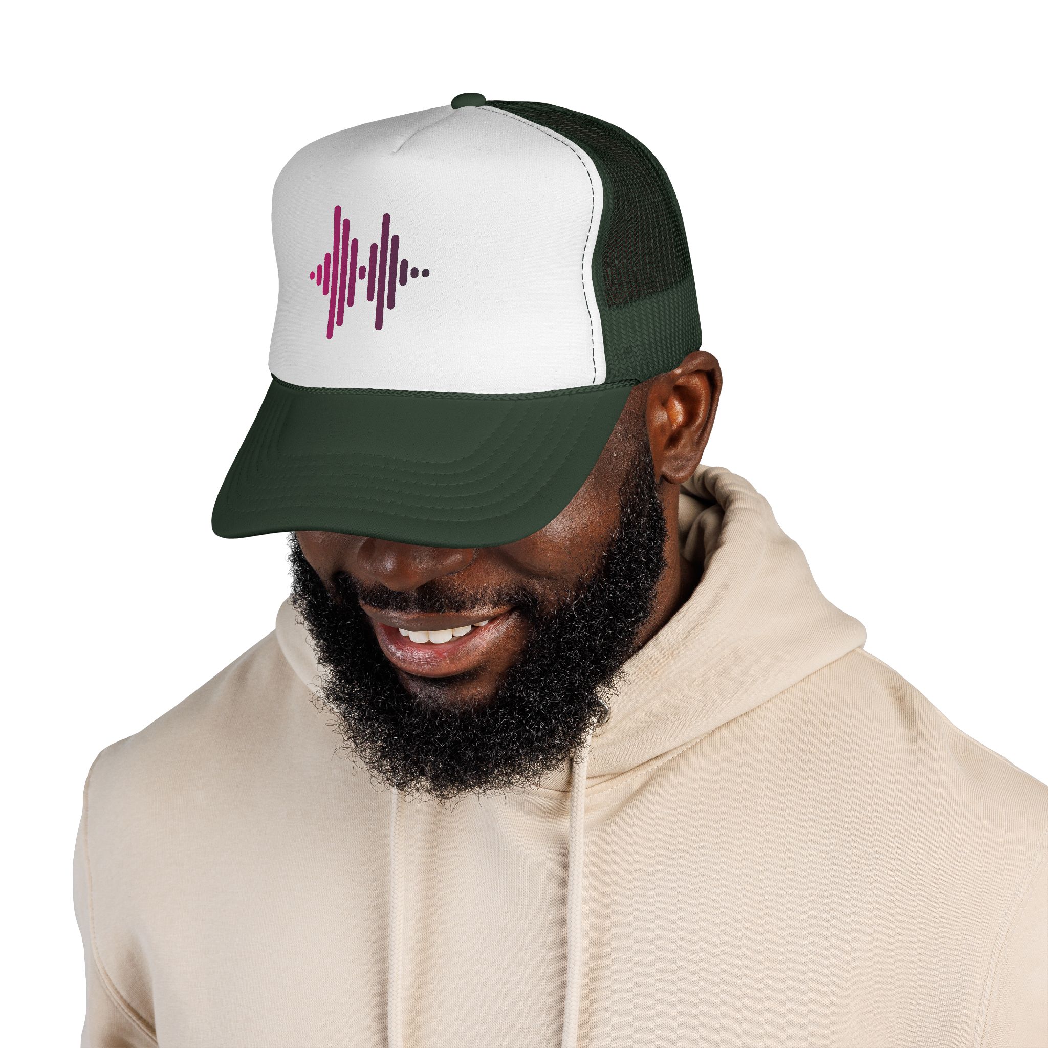 Soundwave Trucker Cap — Pink Gradient Audio Logo Mesh Hat - Image 10