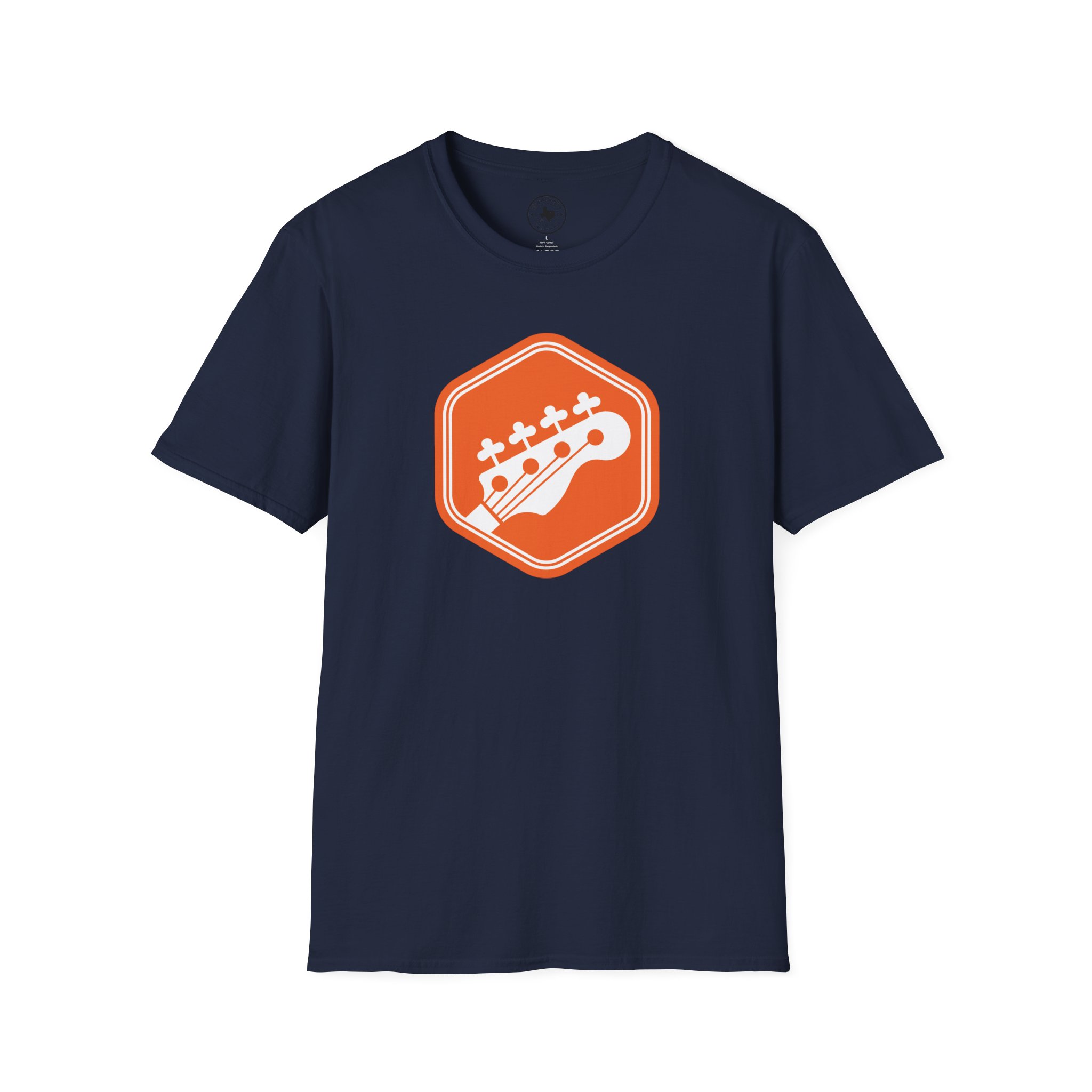 Orange Bass Guitar Badge T-Shirt — Retro Musician Tee for Bass Players - Image 91