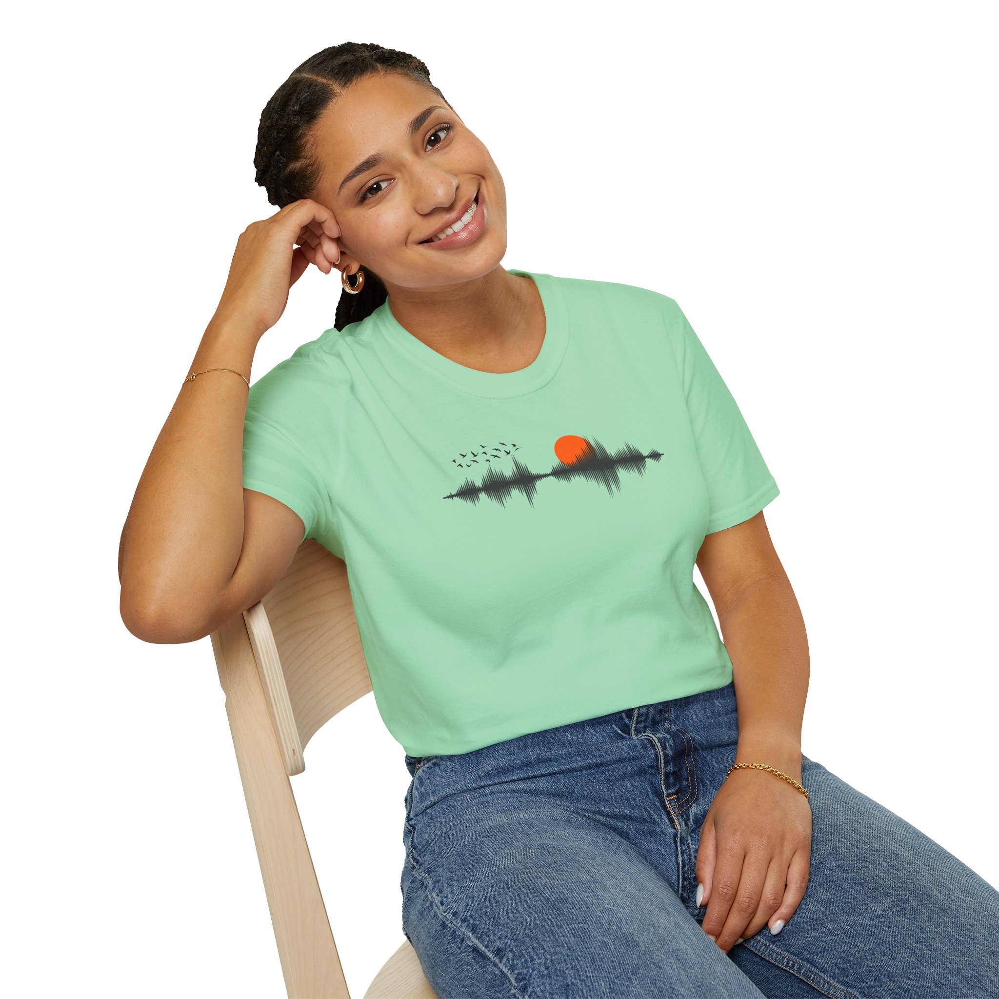 Sunset Soundwave T-Shirt — Minimal Nature Waveform Tee - Image 79