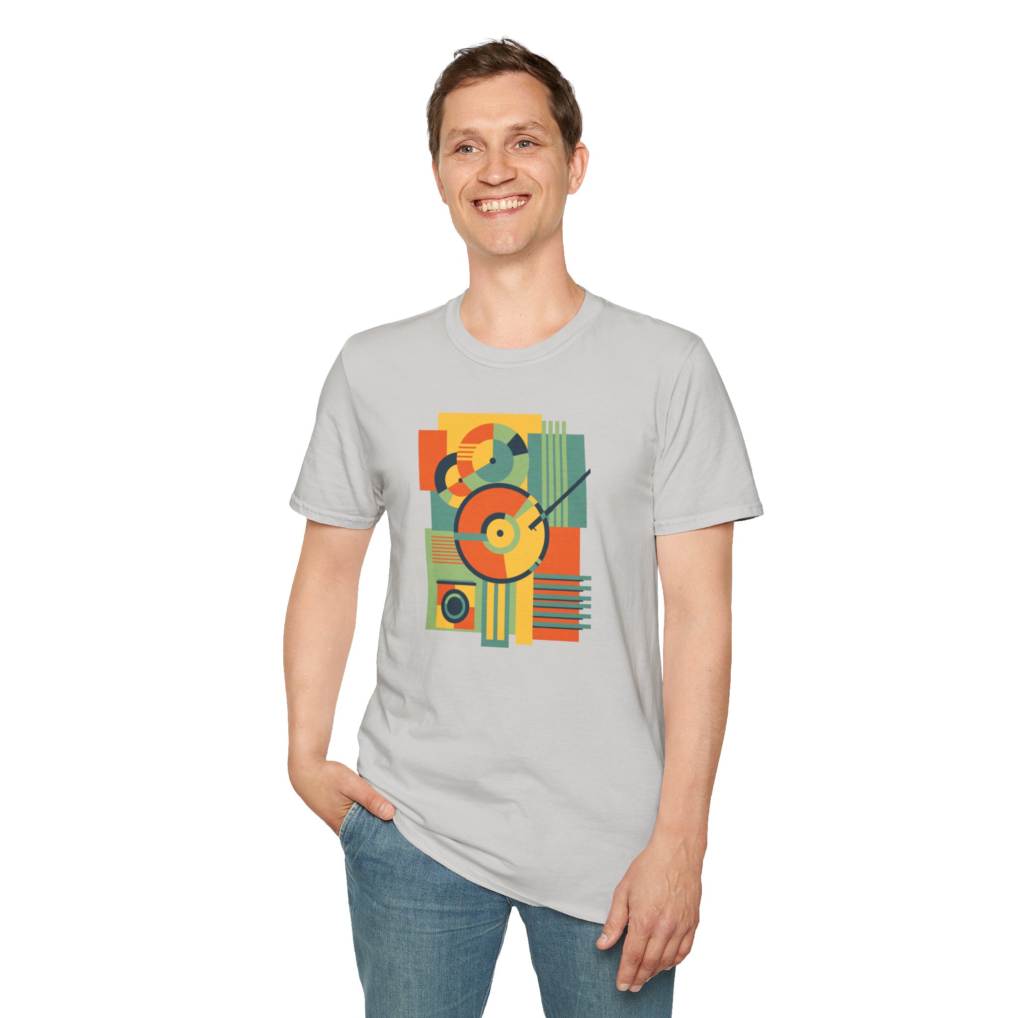 Retro Geometric Vinyl Record T-Shirt — Vintage Music Graphic Tee - Image 36