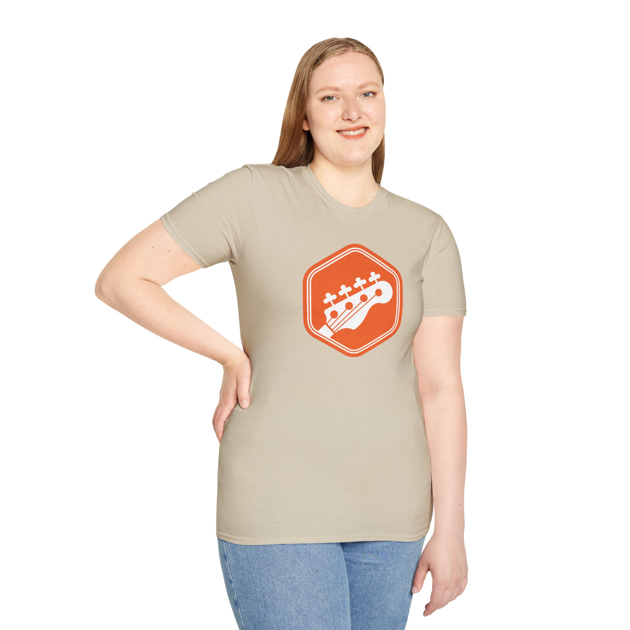 Orange Bass Guitar Badge T-Shirt — Retro Musician Tee for Bass Players - Image 23