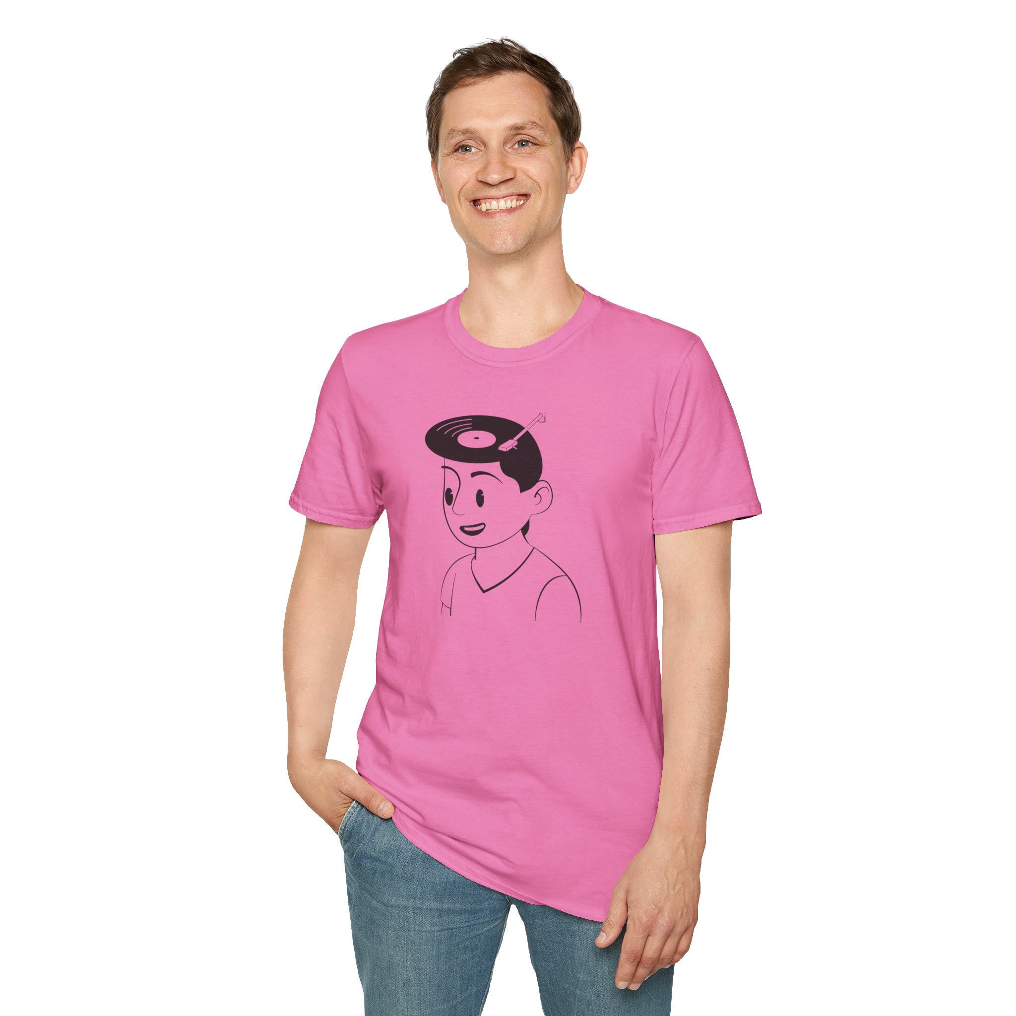 Retro Vinyl Head Illustration T-Shirt - Image 118