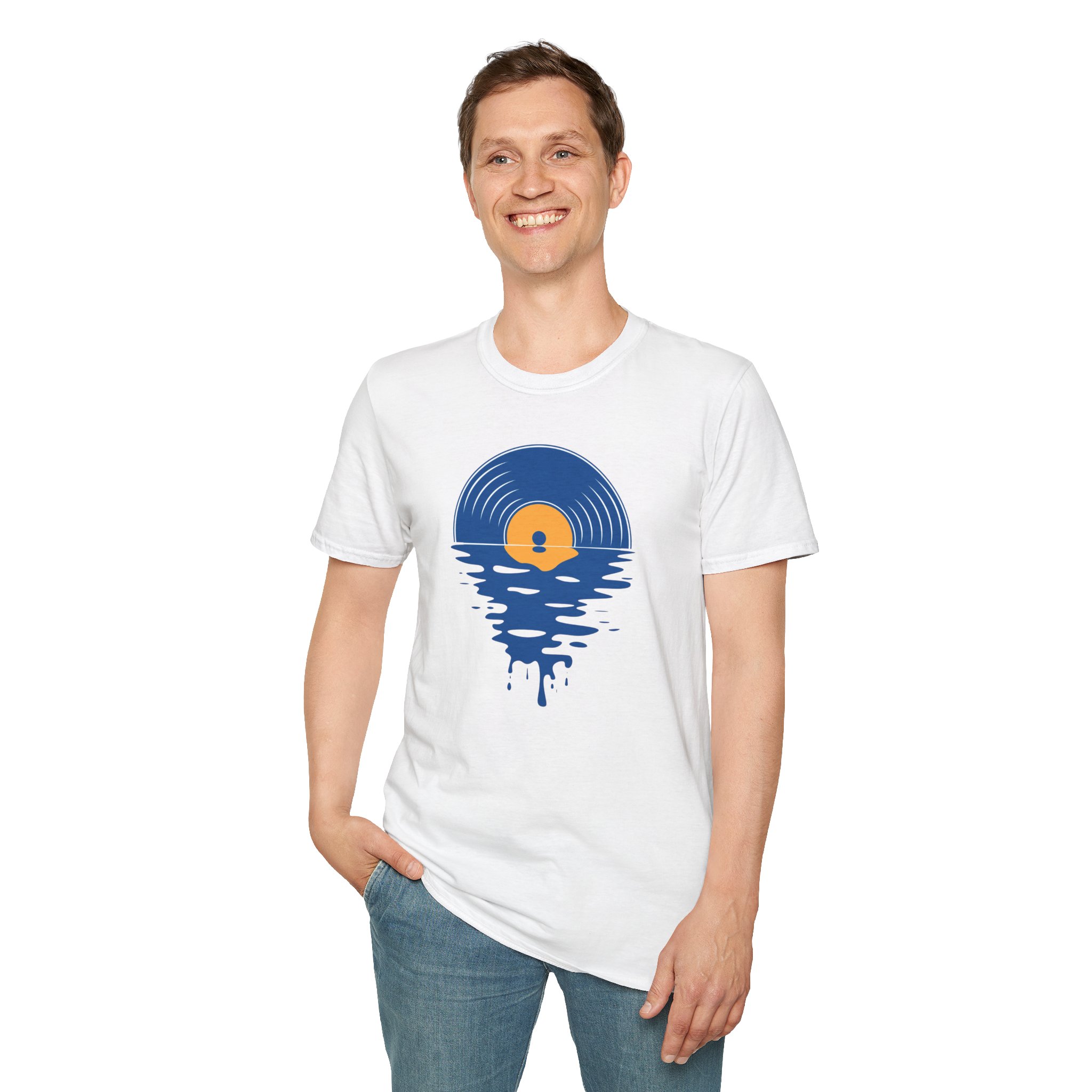 Sunset Vinyl Record T‑Shirt — Retro Music Lake Graphic Tee - Image 17
