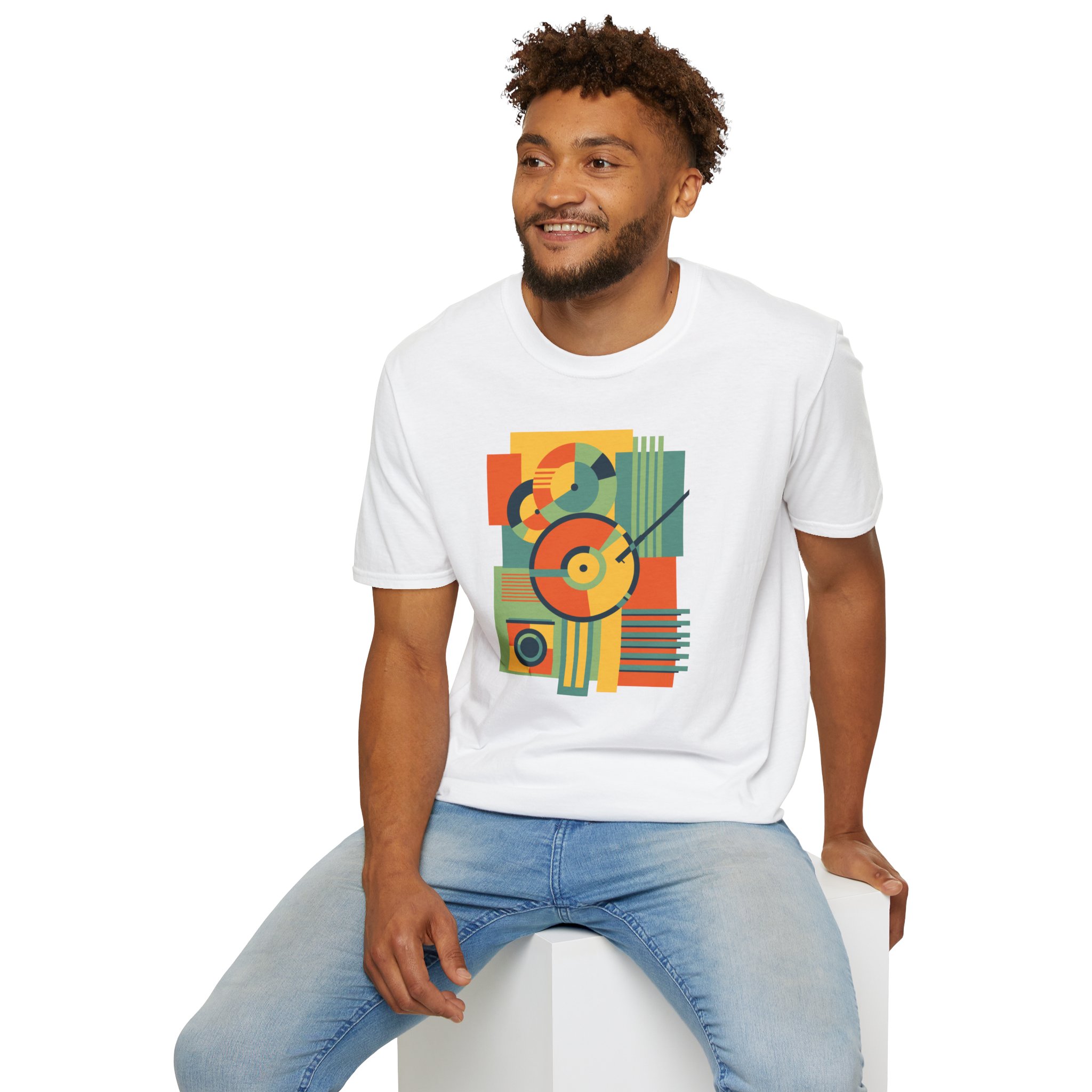 Retro Geometric Vinyl Record T-Shirt - Image 16