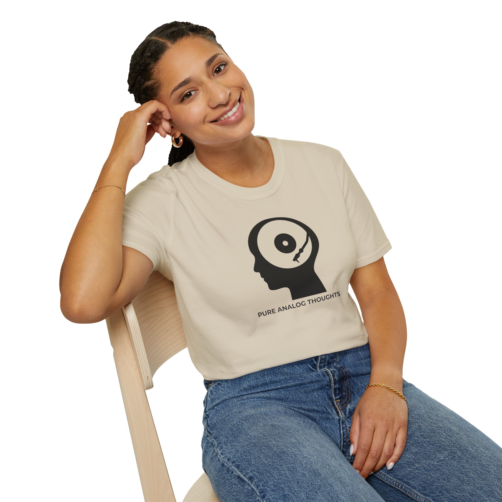 Analog Thoughts T-Shirt — 'Pure Analog Thoughts' Record Head Graphic Tee - Image 31