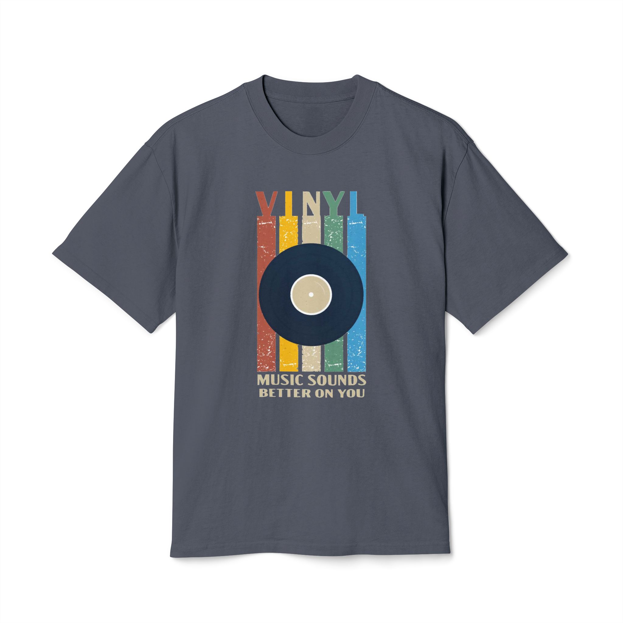 Vinyl Music Sounds Unisex Heavy Faded Tee - Image 1