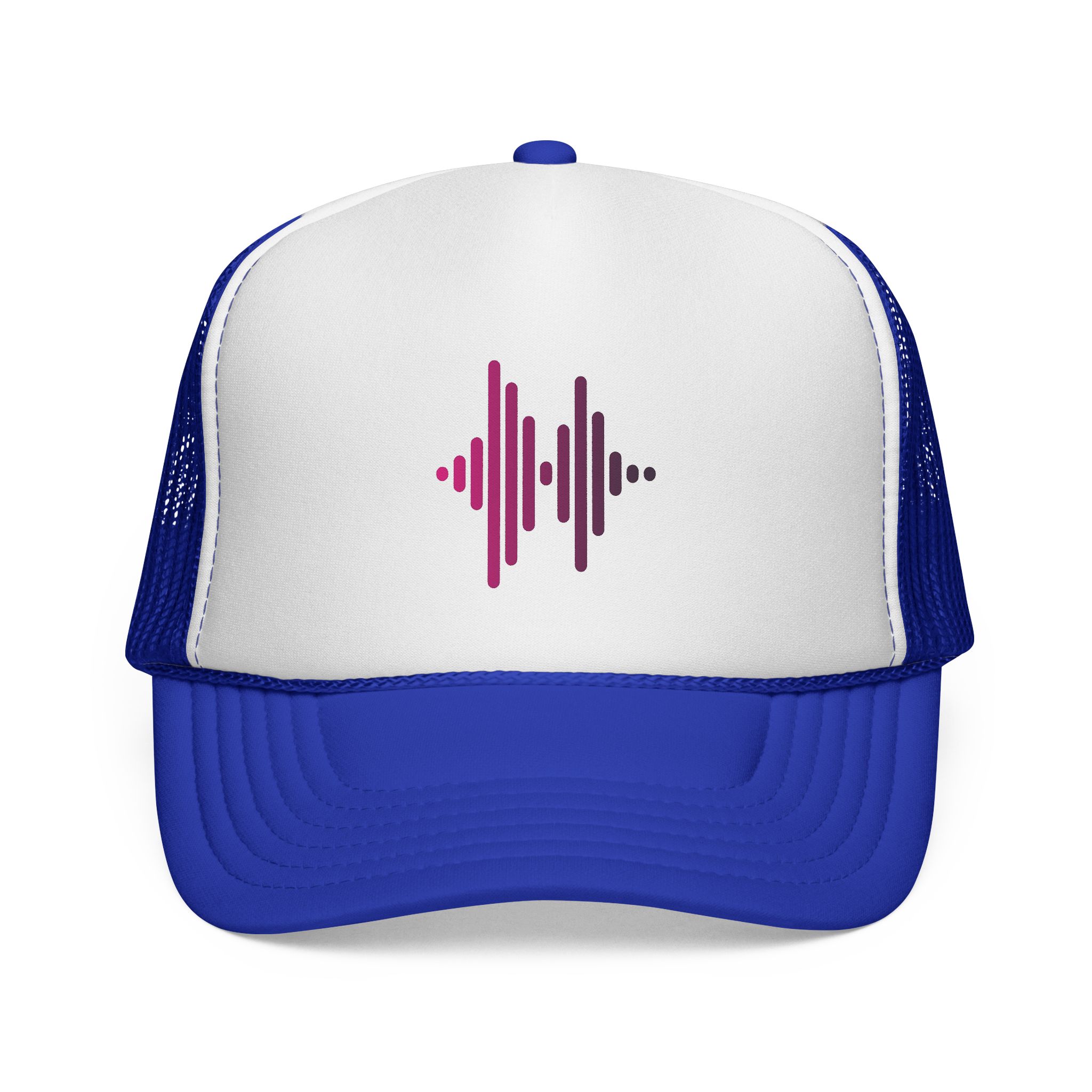 Soundwave Trucker Cap — Pink Gradient Audio Logo Mesh Hat - Image 1