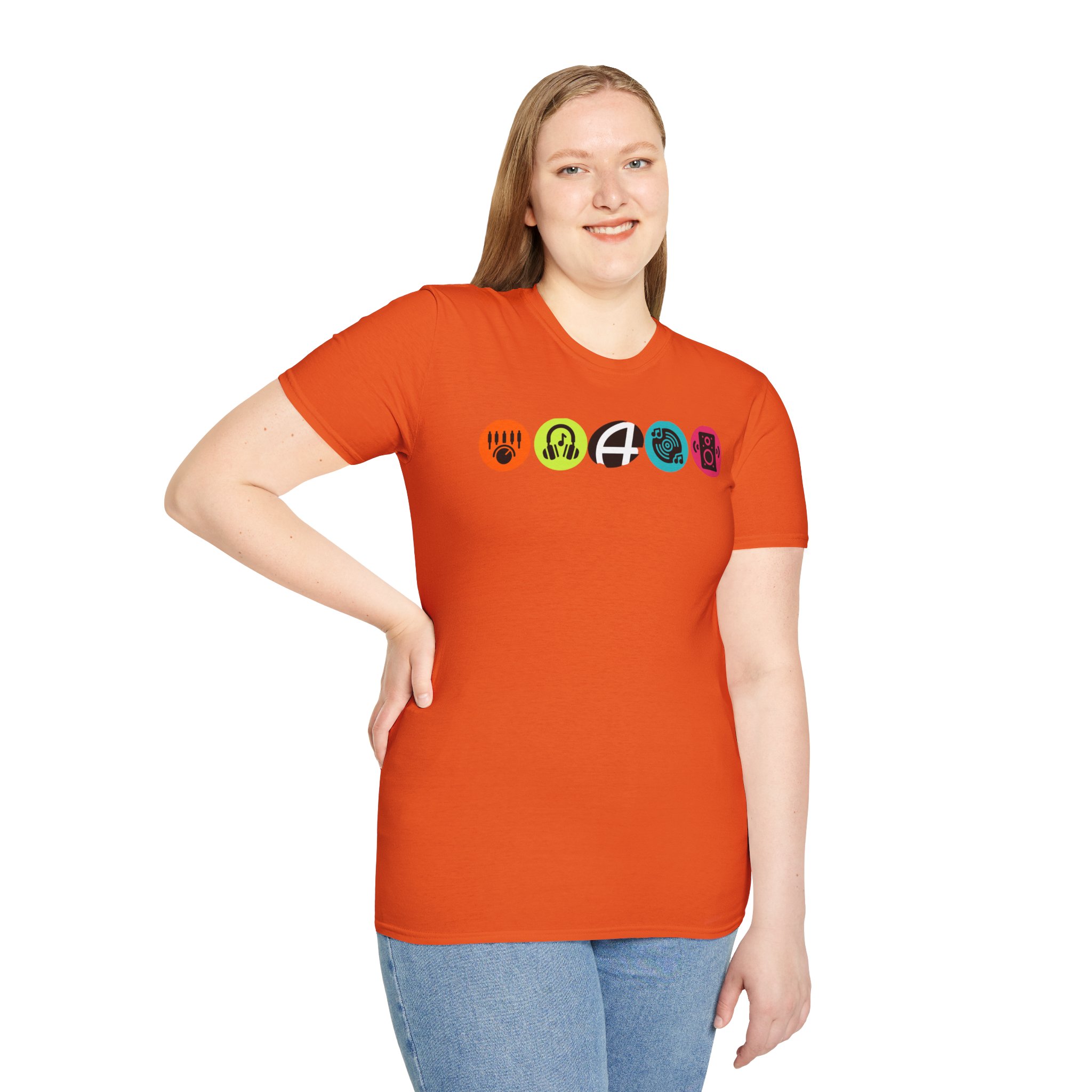 Music Icon Row T-Shirt — Colorful Band Equipment Graphic Tee - Image 41