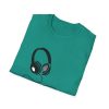 Music Lover Unisex Softstyle T-Shirt with Headphones Design - Thumbnail Image 4