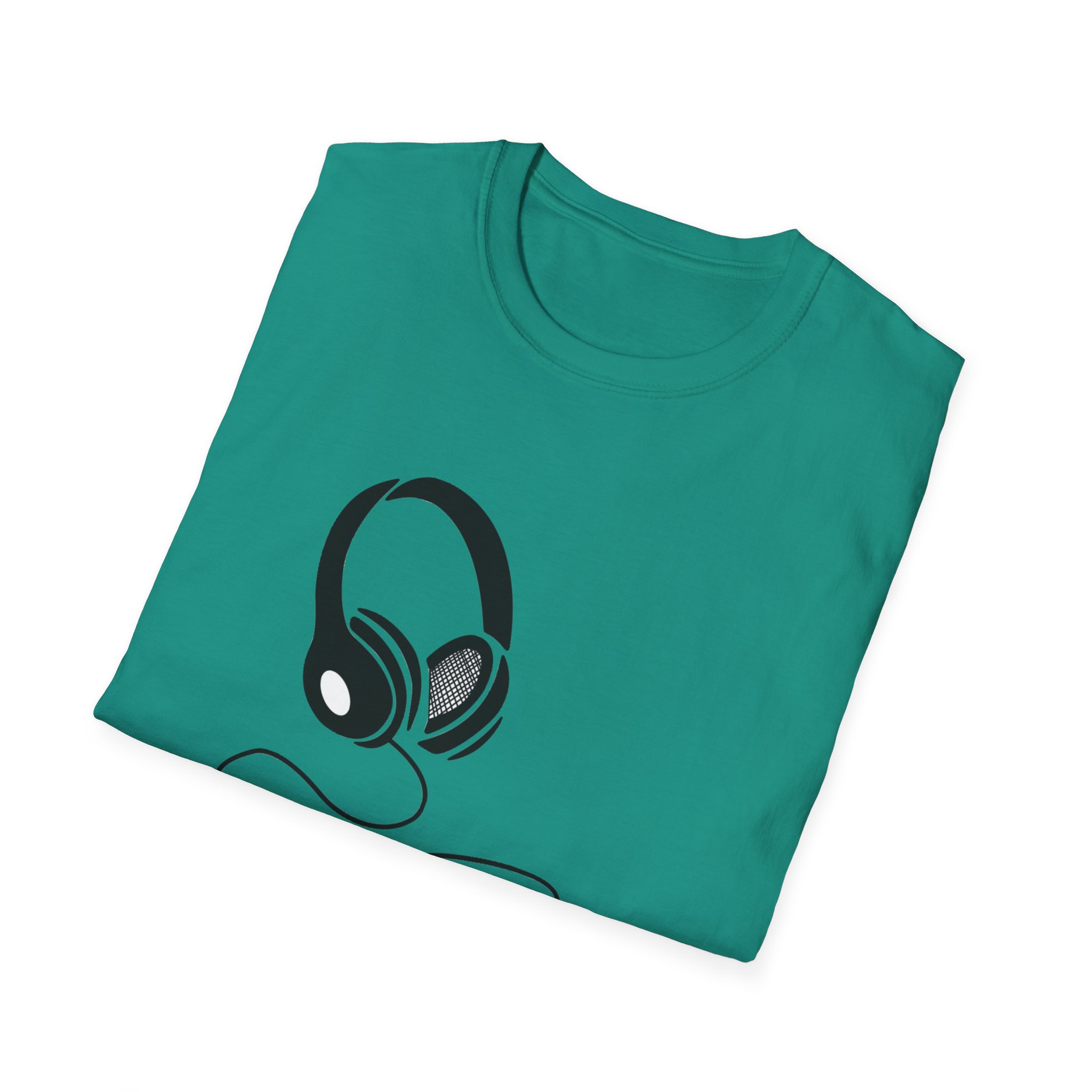 Music Lover Unisex Softstyle T-Shirt with Headphones Design - Image 4