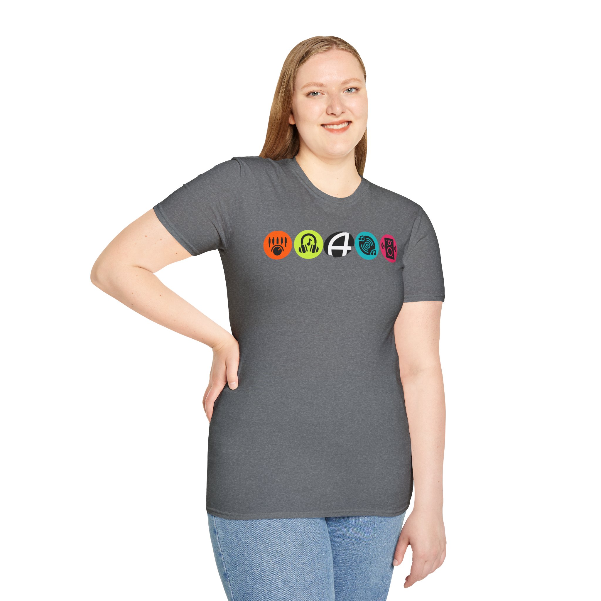 Music Icon Row T-Shirt — Colorful Band Equipment Graphic Tee - Image 6