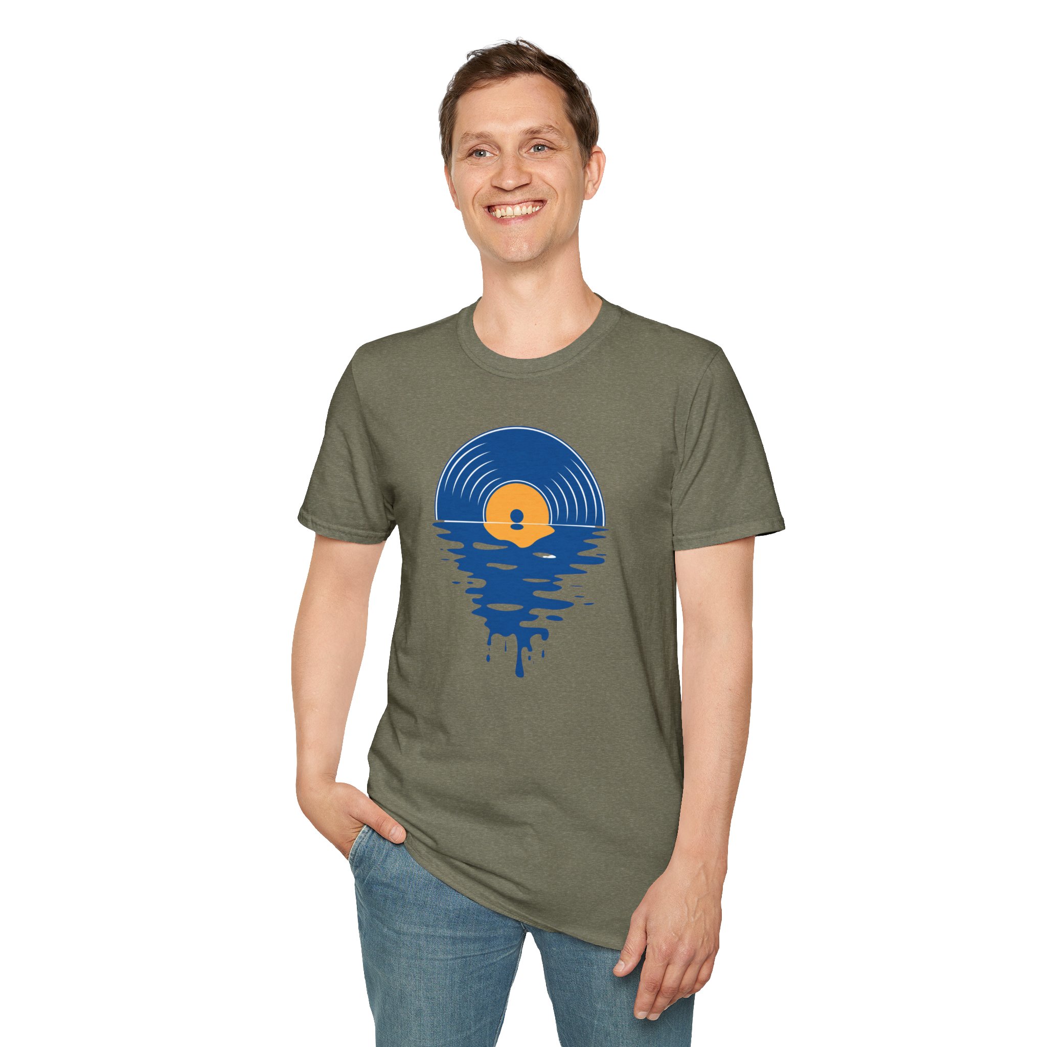 Sunset Vinyl Record T‑Shirt — Retro Music Lake Graphic Tee - Image 186