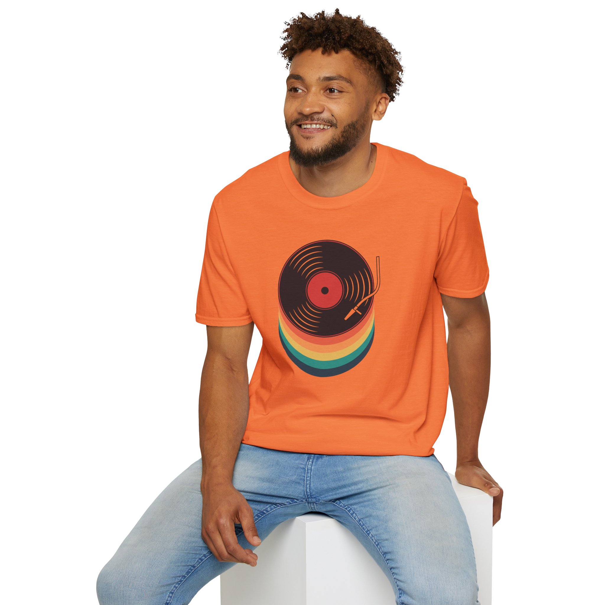 Retro Vinyl Record T-Shirt — Rainbow Stack Turntable Tee - Image 27