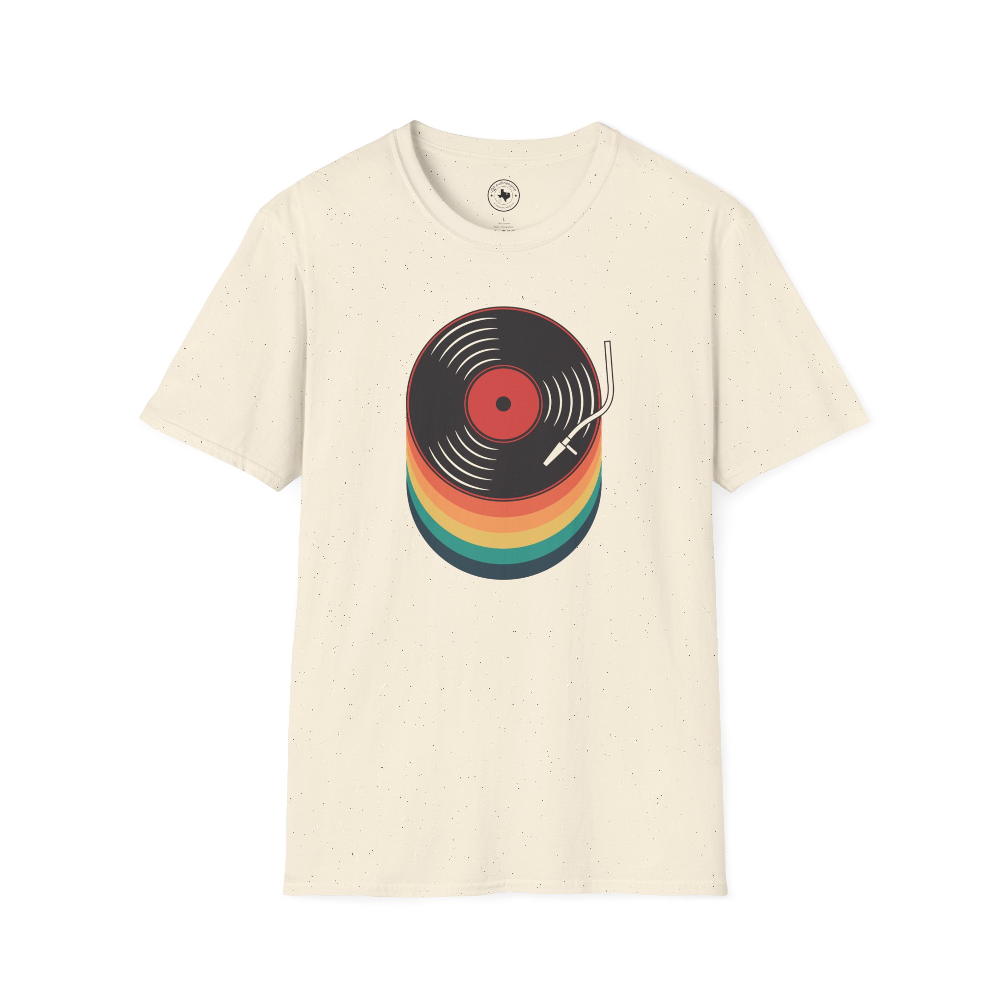 Retro Vinyl Record T-Shirt — Rainbow Stack Turntable Tee - Image 61