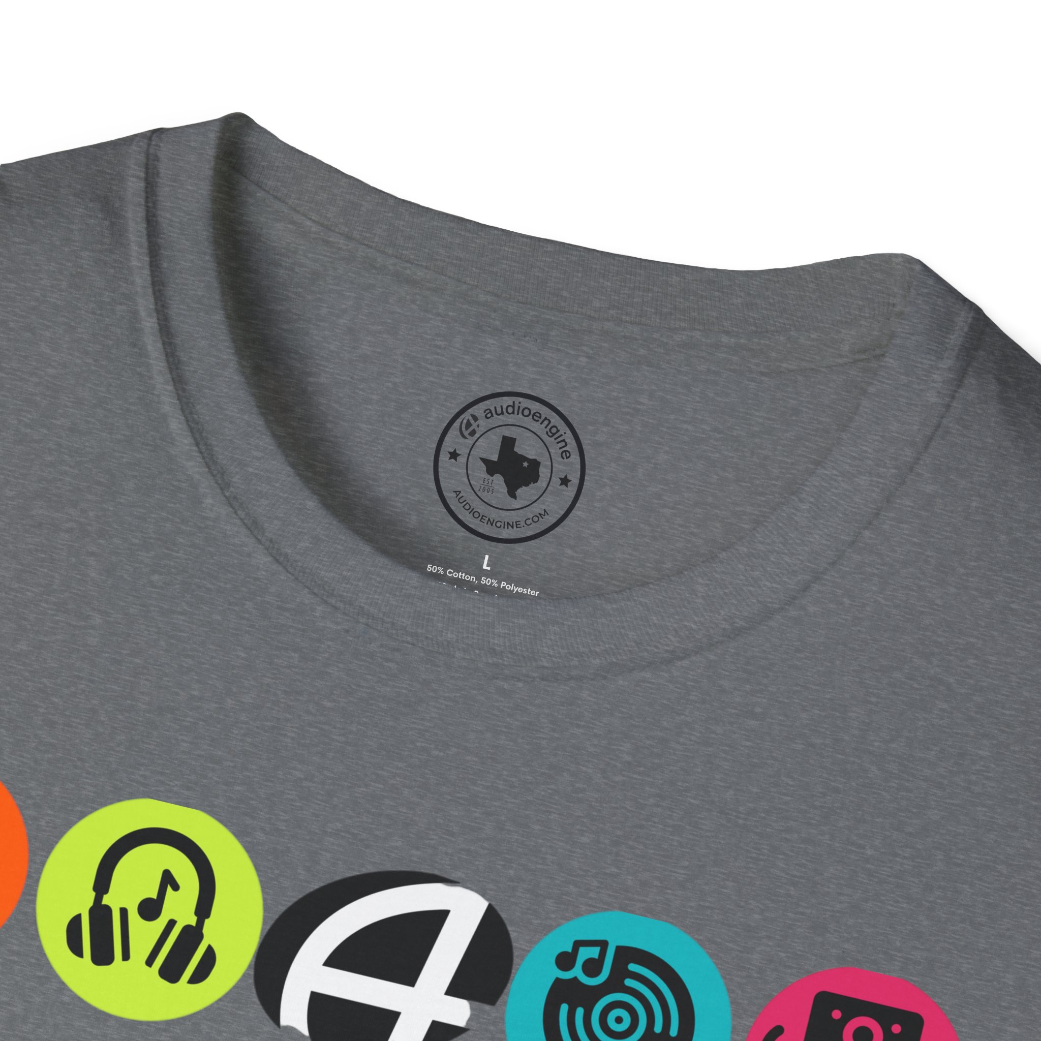 Music Icon Row T-Shirt — Colorful Band Equipment Graphic Tee - Image 4